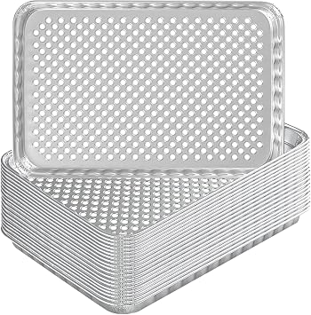 SafBbcue Disposable Grill Toppers 20-Pack Disposable Aluminum Foil Grill Topper Pans BBQ Grill Grate Liners for Outdoor Cooking & Camping Prevents Food from Sticking or Falling Through The Grill