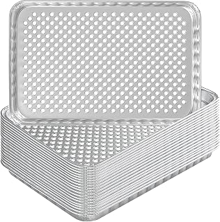 SafBbcue Disposable Grill Toppers 20-Pack Disposable Aluminum Foil Grill Topper Pans BBQ Grill Grate Liners for Outdoor Cooking & Camping Prevents Food from Sticking or Falling Through The Grill