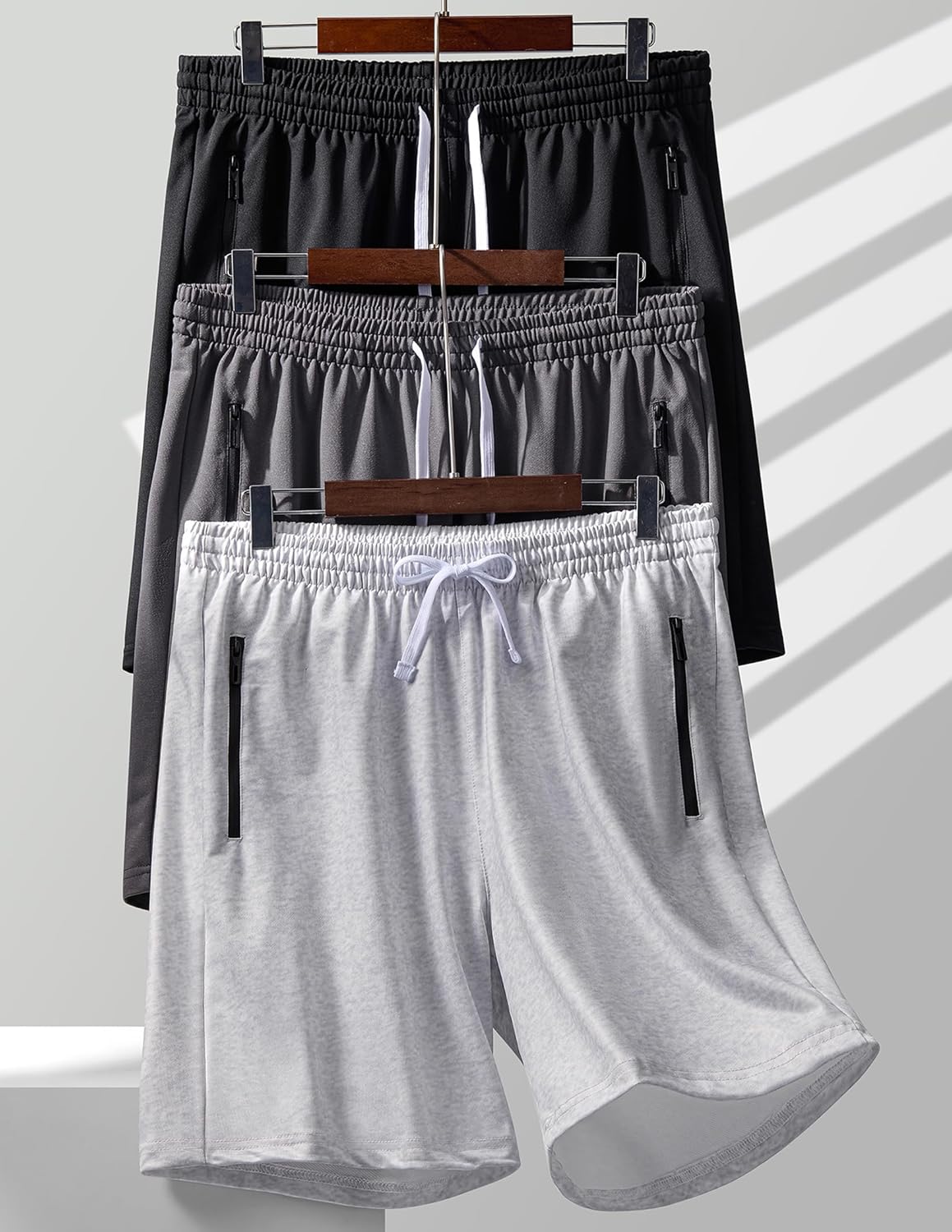 Liberty Imports 3 Pack Mens Sweat Shorts Athletic Casual Jogger Shorts with Zipper Pockets, Terry Performance Tech Activewear - Image 3