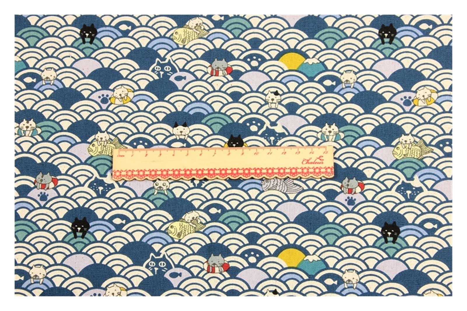 45cmx110 cm de Media Yarda Espesada Tela de algodón con la Curva de Gato de Brisa Suave, Hecho a Mano Bricolaje Tela de Mosaico Telas (Color : A Black)
