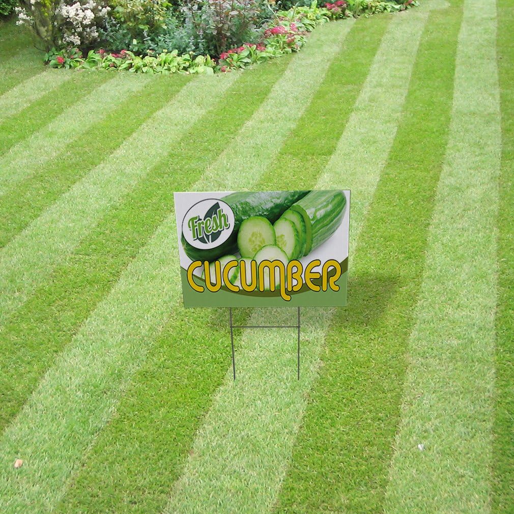 Weatherproof Yard Sign Fresh Cucumber Outdoor Advertising Printing Green Lawn Garden Foodmarts 18x12 Inches 2 Sides Print