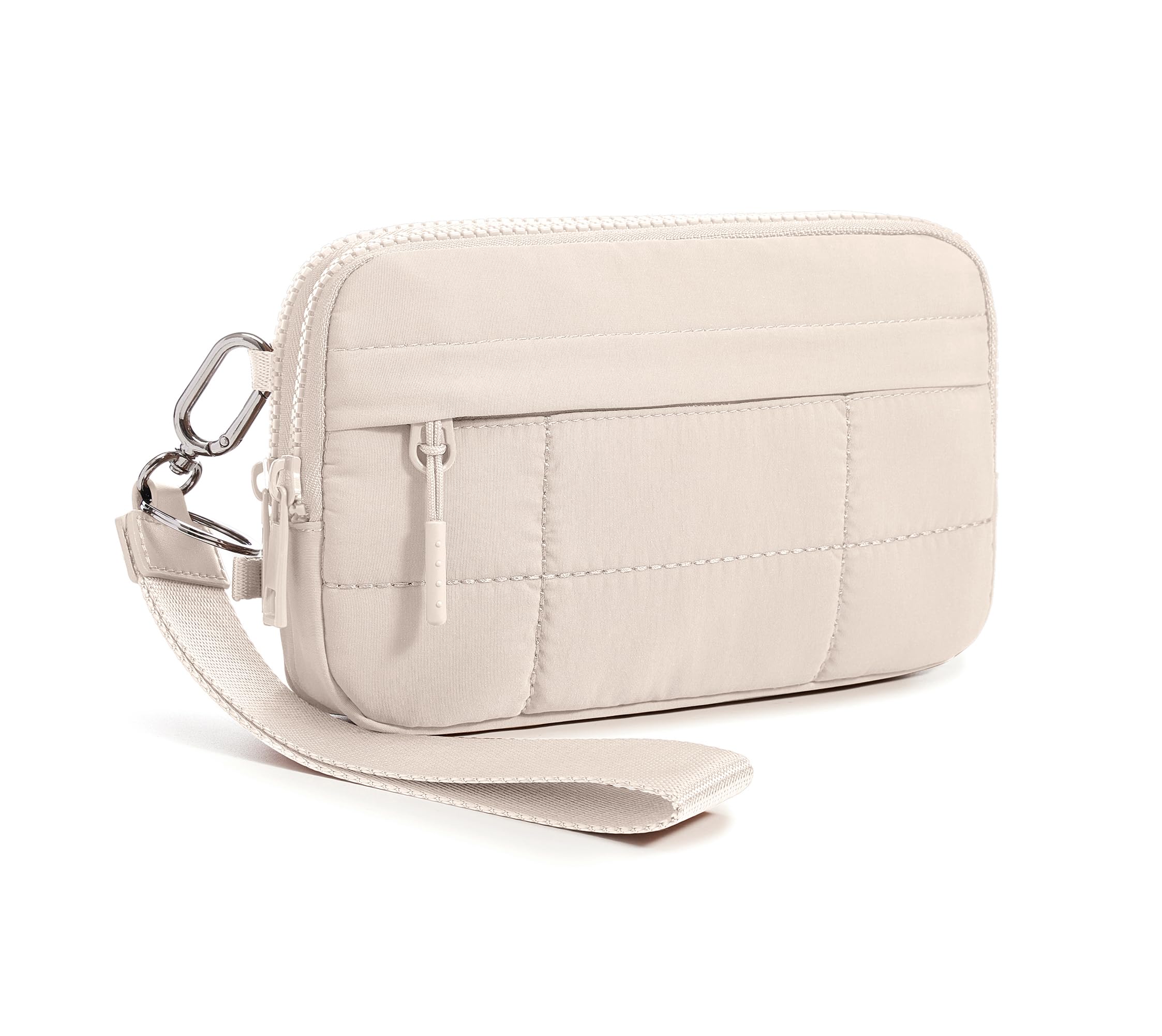 FEIBOON Small Crossbody Bags for Women Nylon Quilted Wristlet RFID Wallets with 4 Zipper Carry All Purse Credit Card Holder