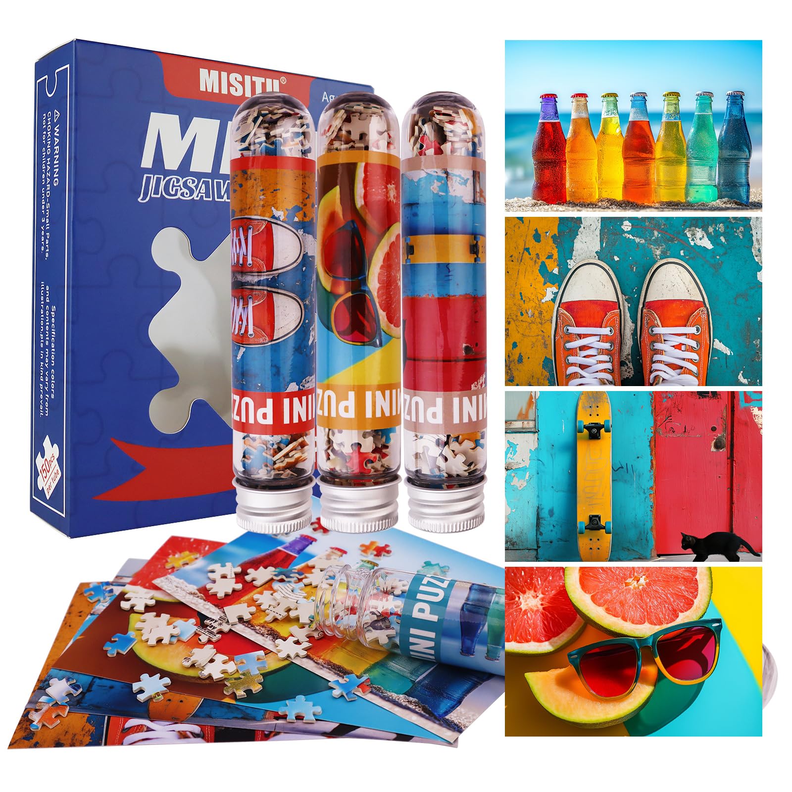 MISITU 150 Pieces Mini Puzzles Pack of 4 for Adults Travel Puzzle Home Decoration