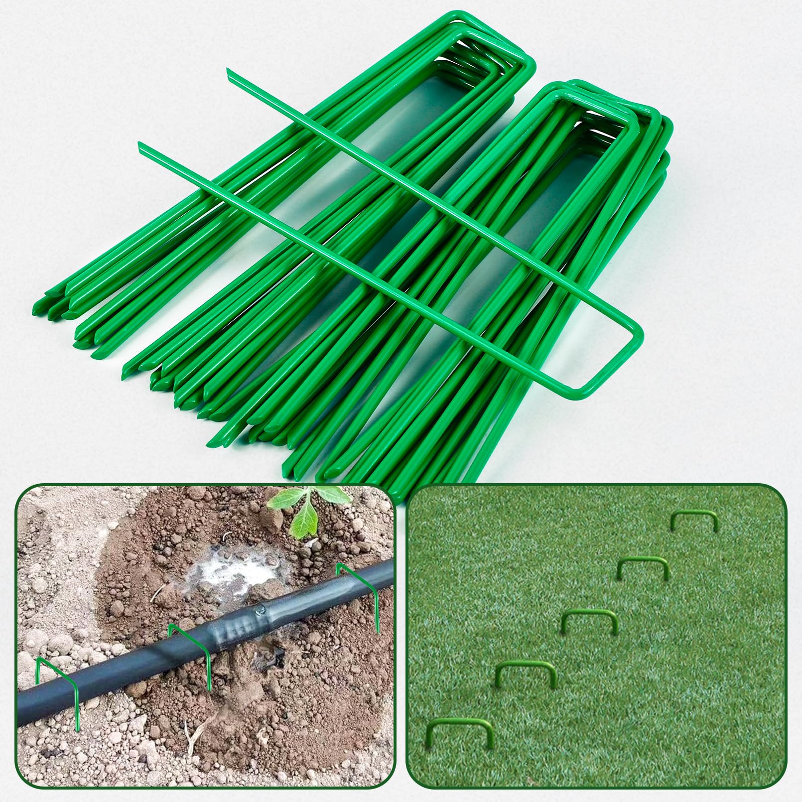 Lot de 100 agrafes de paysage, 15,2 cm, piquets de jardin galvanisés antirouille en forme de U, piquets en acier galvanisé, piquets pour barrière contre les mauvaises herbes, tissu