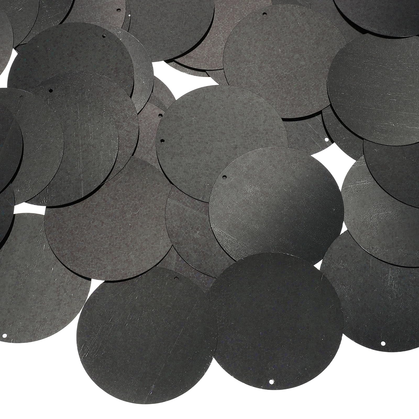 sourcing map 50 Pcs Flat Round Sequins 50mm/2 Inch Loose Paillettes Craft Sewing Sequins with Single Side Hole for DIY Embroidery Clothing Jewelry Making, Laser Black