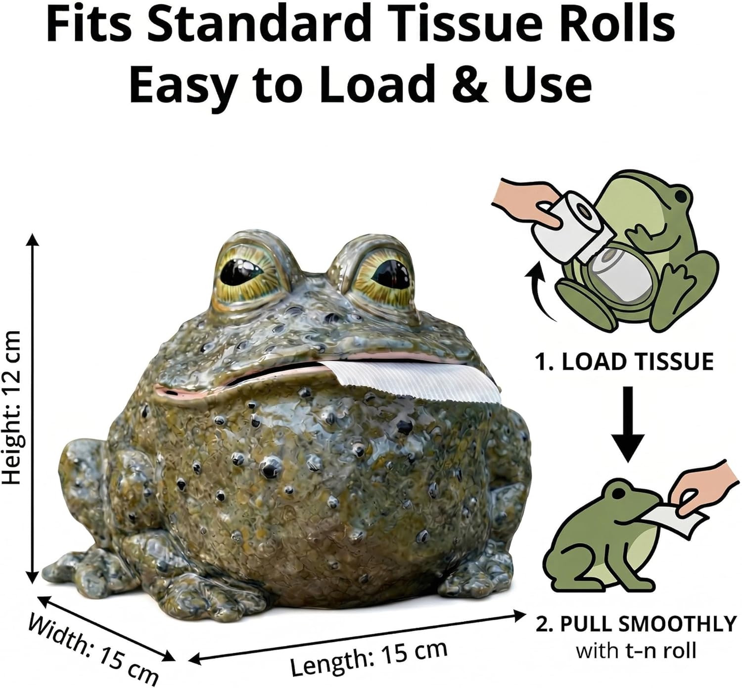 Funny Frog Toilet Paper Holder, Whimsical Toad Tissue Box in Resin for Kitchen, Bathroom, or Bedroom, Creative Animal Toilet Roll Dispenser (Double Frog Set)