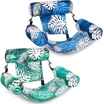 Pack of 2 Pool Seat Hammock Water Swimming Cushion with Net Air Mattress Pool Lounger Adult Inflatable Pool Lounger