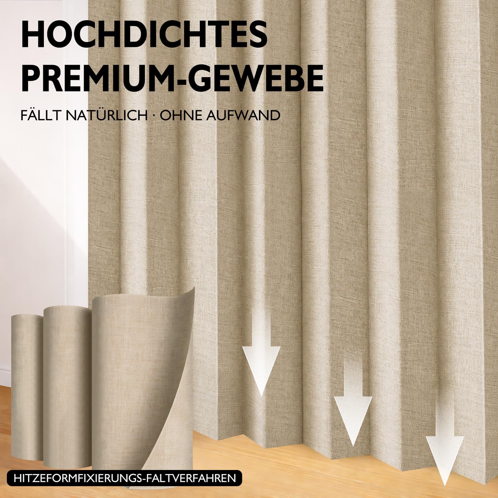 Jilron Rideau de porte opaque, avec barre, fermeture magnétique, facile à installer sans perçage, pour chambre à coucher, crème, 198 x 182 cm, 1 pièce
