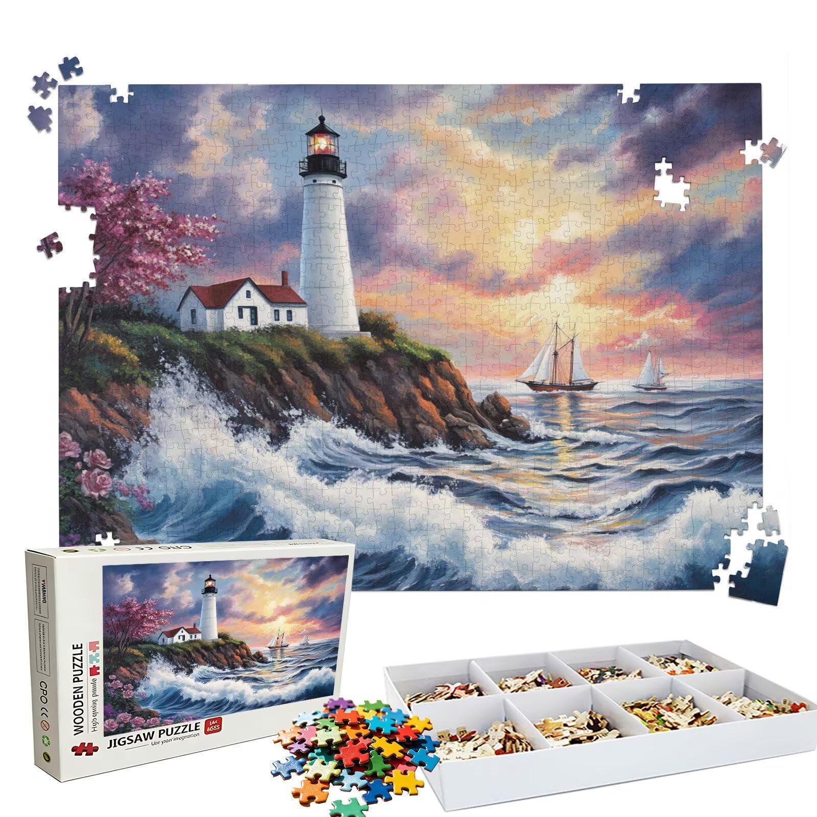 Puzzle 1000 sztuk | Reflektor Fala Puzzle 1000 sztuk dla dorosłych | Idealnie pasuje | bez kurzu | Drewniane puzzle dla całej rodziny | Puzzle XL dla ekspertów | Prezent dla kobiet W3H-765