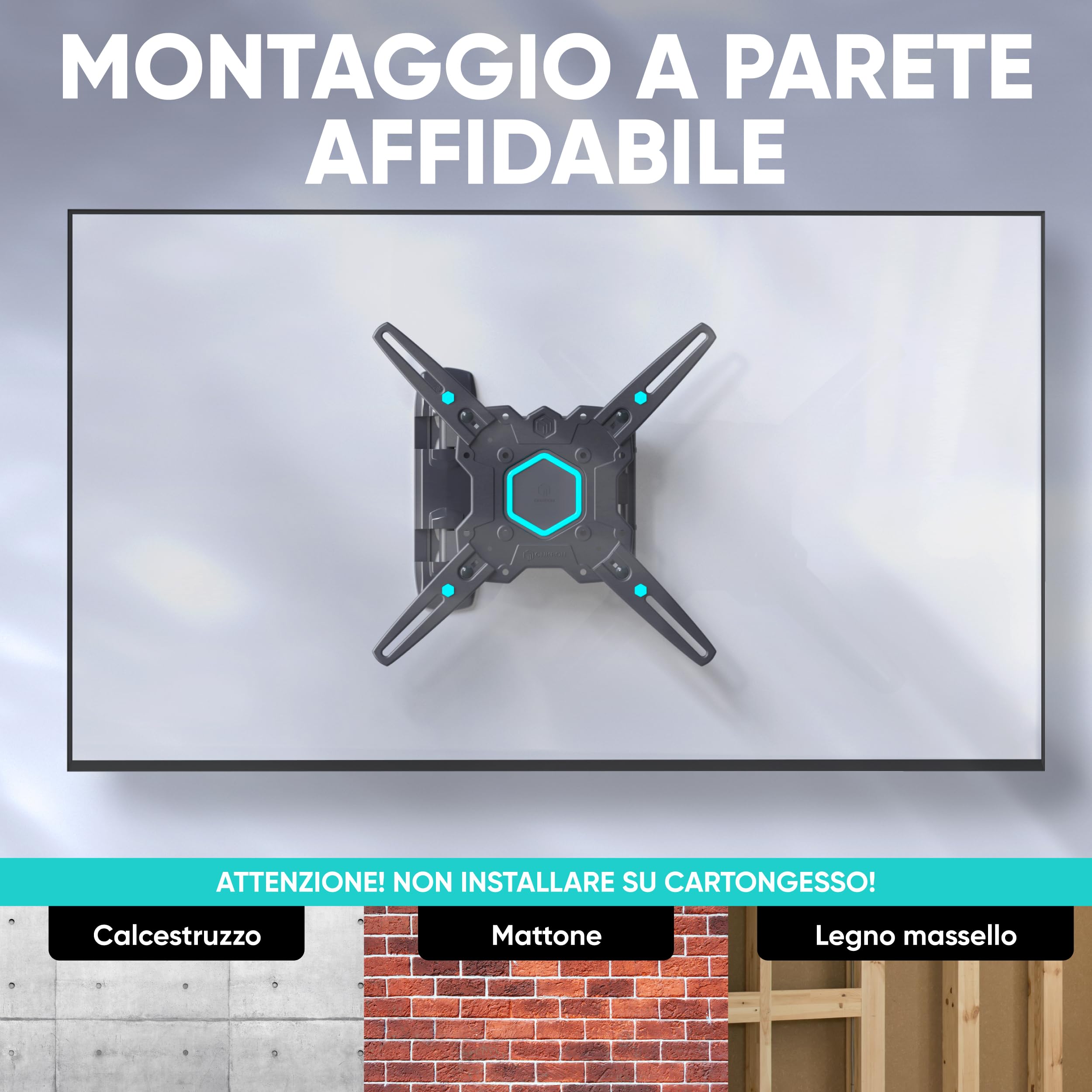 ONKRON Supporto TV Parete 32-65 pollici, 35 kg, VESA 100x100-400x400 mm, Braccio TV Girevole e Inclinabile, Porta Televisore a Muro Estensibile, Staffa Televisore Universale, Regolabile, Nero M4-B