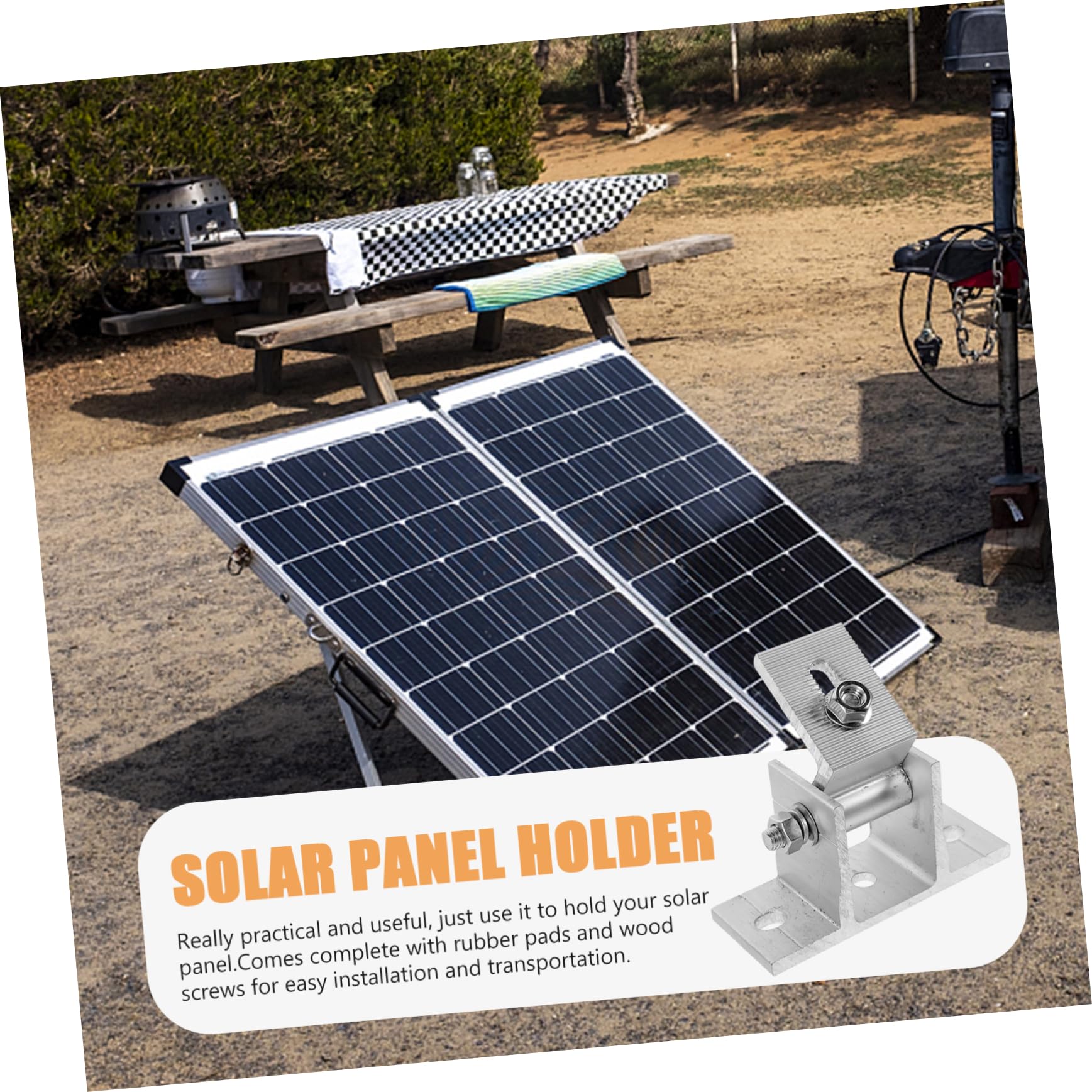 Sewroro Soporte para Panel Solar 4 Piezas Almohadillas de Goma de Aleación de Aluminio Ajustable Estructura Estable y Tornillos para Montaje en Exteriores