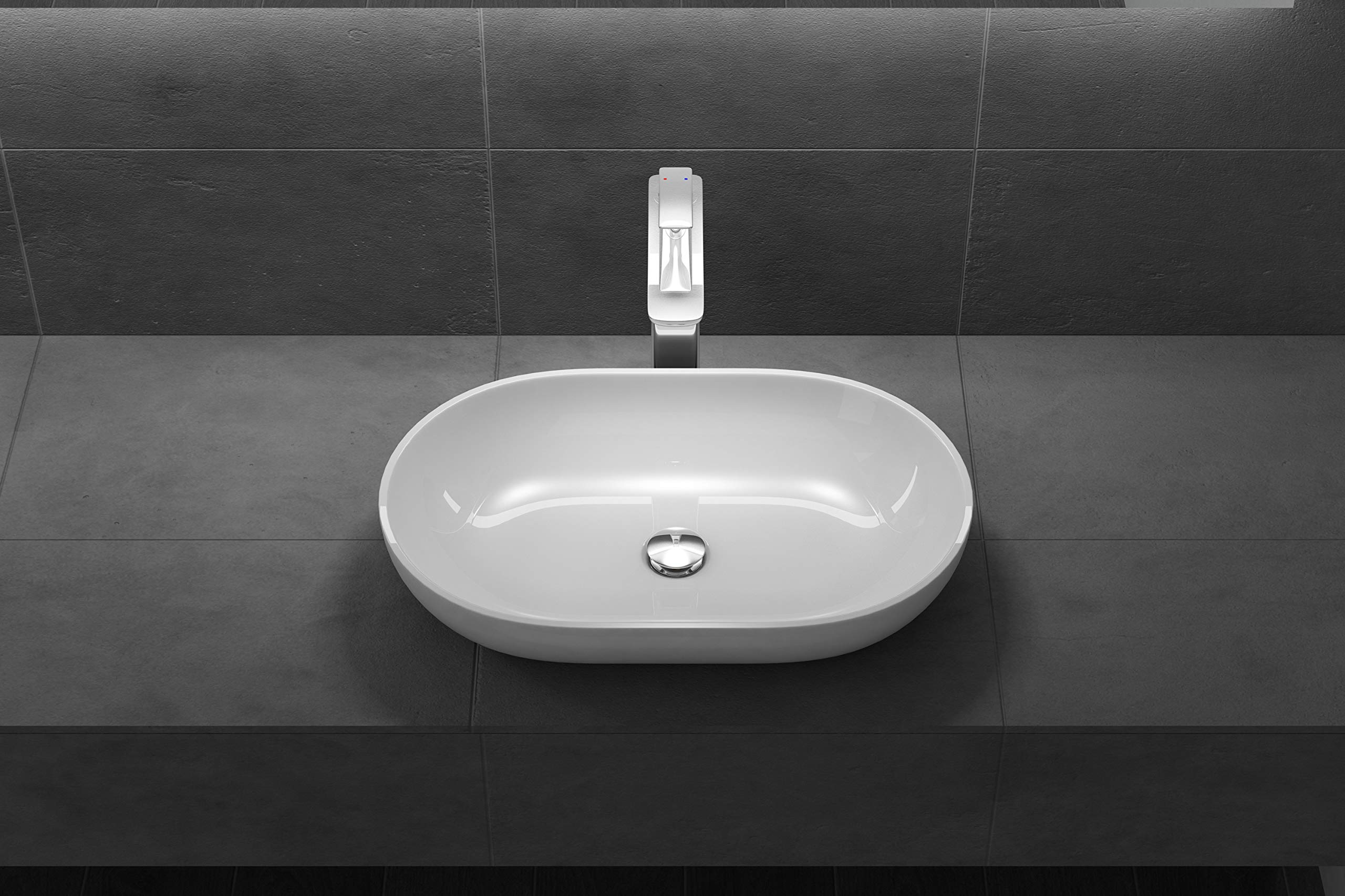 doporro Waschbecken Aufsatzwaschbecken 54x34x10,5cm in Weiß Hochglanz