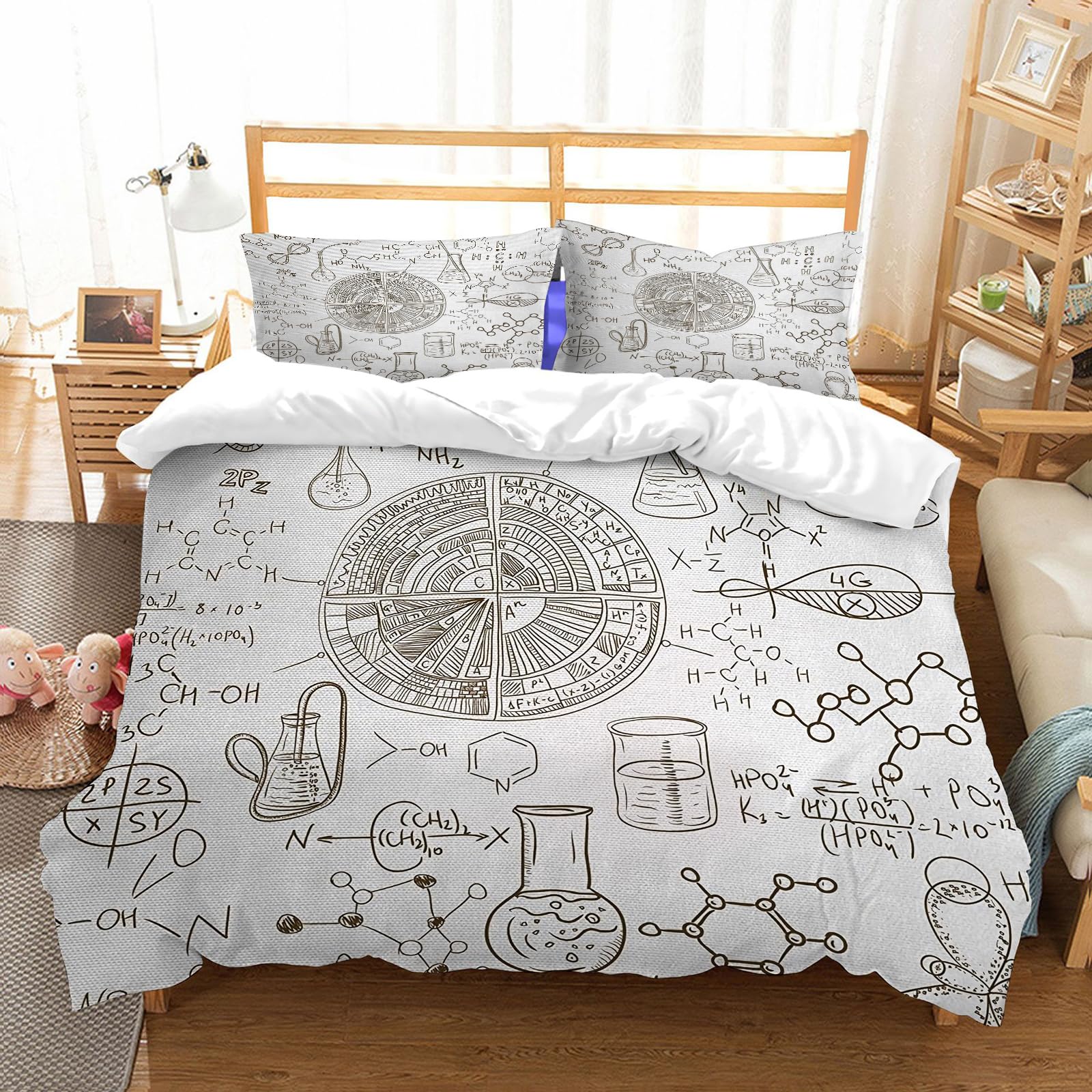 Sleeptime 100% Baumwolle Bettwäsche - Bettbezüge mit Reißverschluss - Set mit 2 Kissenbezüge,Chemische Formeln für die Schule. Schulhefte. Handschriftlicher Formeln-Hintergrun,178x208 cm