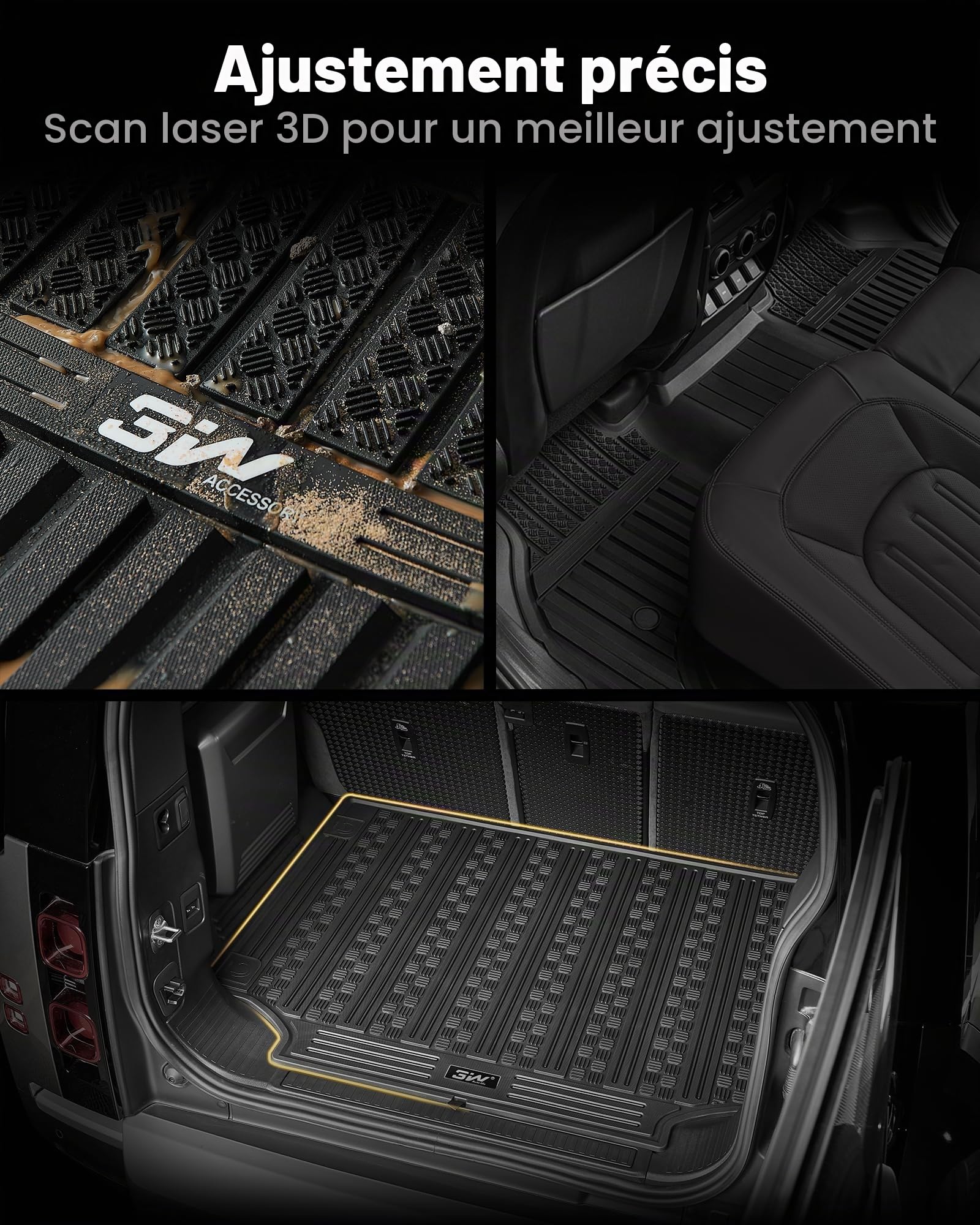 3W Tapis de Coffre pour Range Rover Sport L494 2014-2022, Imperméable Résistant Tapis Protection Coffre de Chien en TPE, Résiste aux Chocs Tapis Coffre Arrière pour Range Rover Sport
