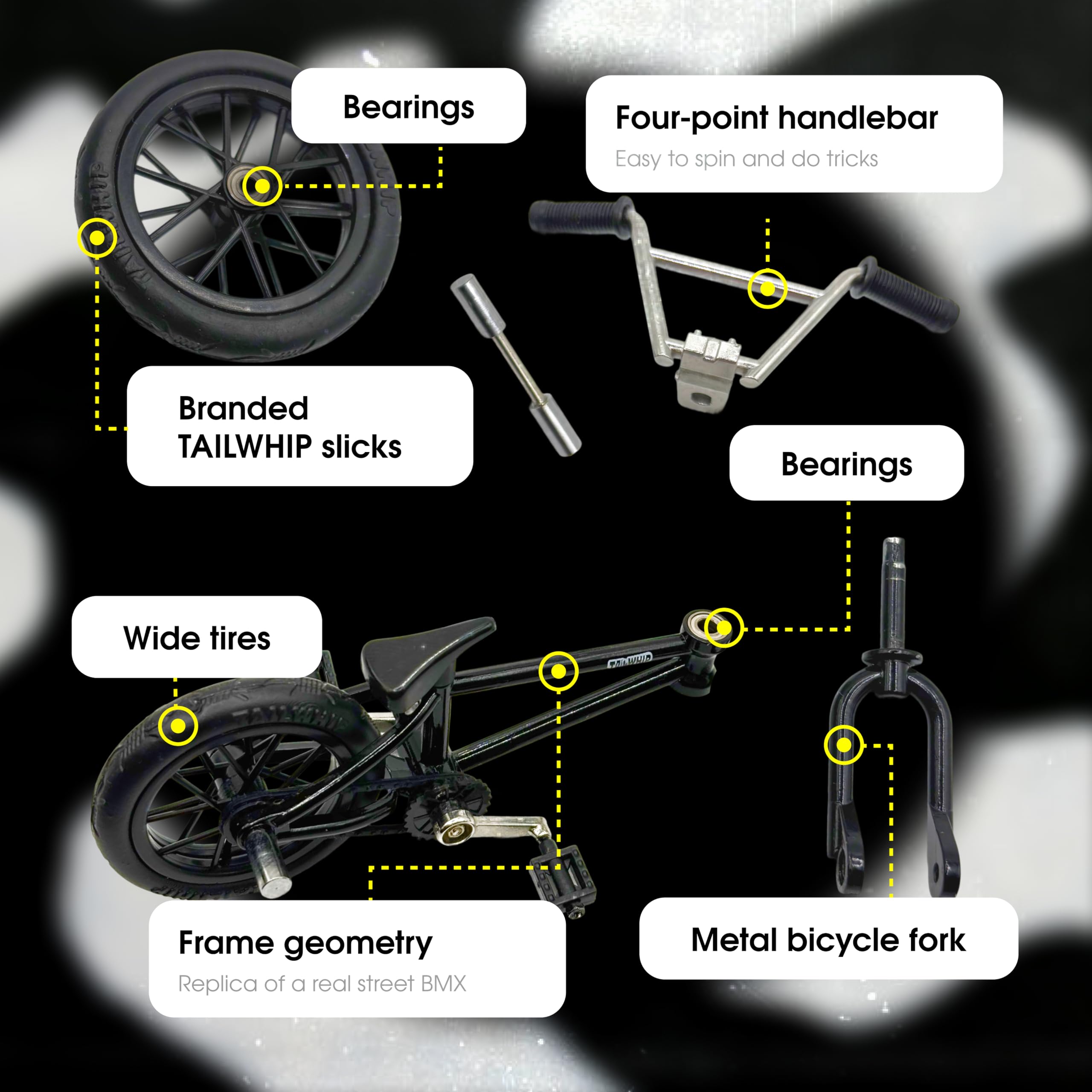 Amazon | TAILWHIP Finger BMX、本物のメタルベアリング付きミニバイク