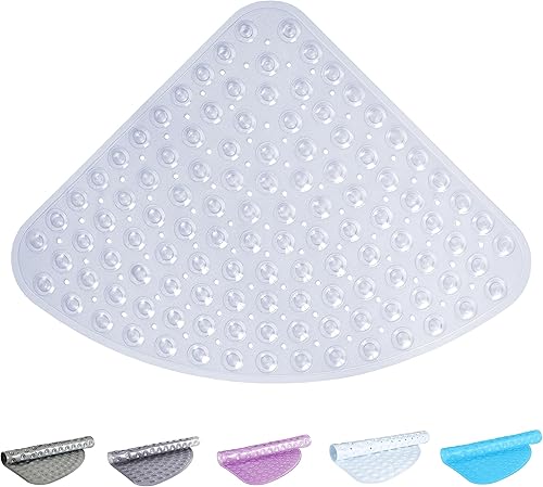 TranquilBeauty Tapete de ducha cuadrado azul de 21 x 21 pulgadas, antideslizante, lavable a máquina, para bandeja de ducha Tapetes de ducha