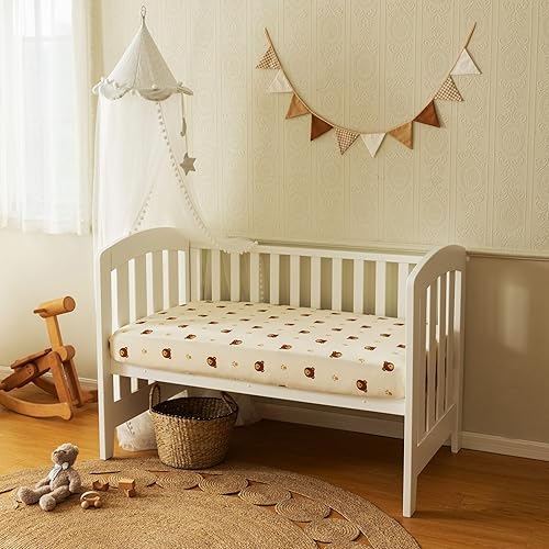 Miniatura 6 de Paquete de 2 sábanas de muselina para cuna, para niños y niñas, sábanas de cuna para colchón estándar de cuna, colchón de cama infantil