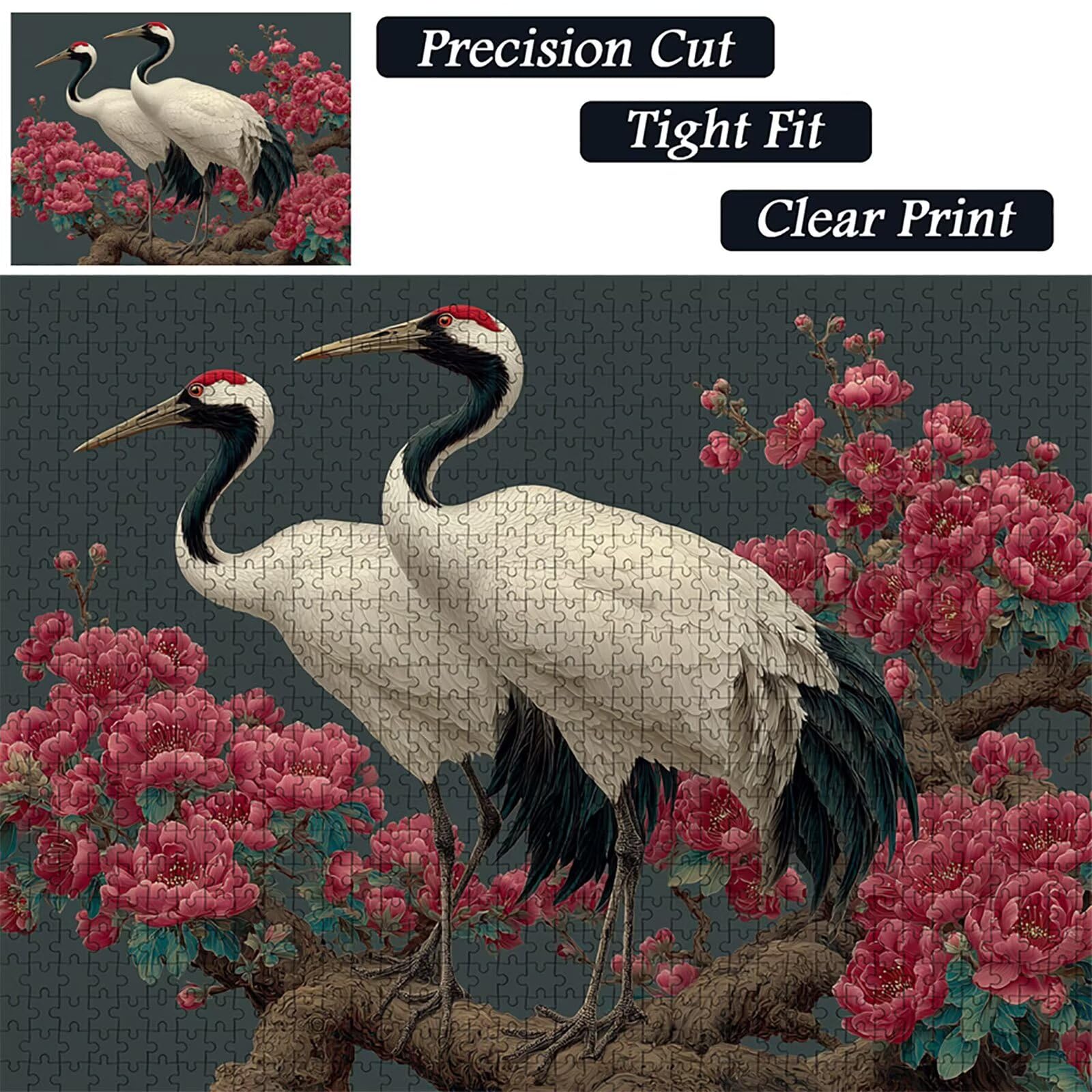 Drewniane puzzle z motywem kwiatów, 156 x 105 cm, ptak, jigsaw dla dorosłych, 5000 elementów, z pudełkiem, wymagająca gra w puzzle, prezent dla nastolatków, na prezent i dekorację, odpowiednie dla