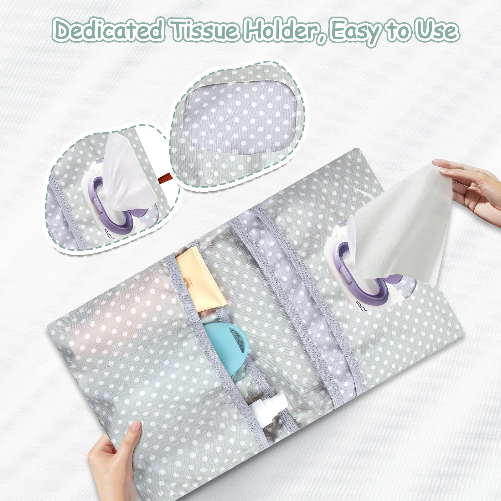 Zocipro Sac a Couche de Bebe, Sac a Langer pour à Cosmétiques 2 en 1 Lingettes, Organisateur Pochette de Change Bébé Réutilisable pour Couches Serviettes Crème