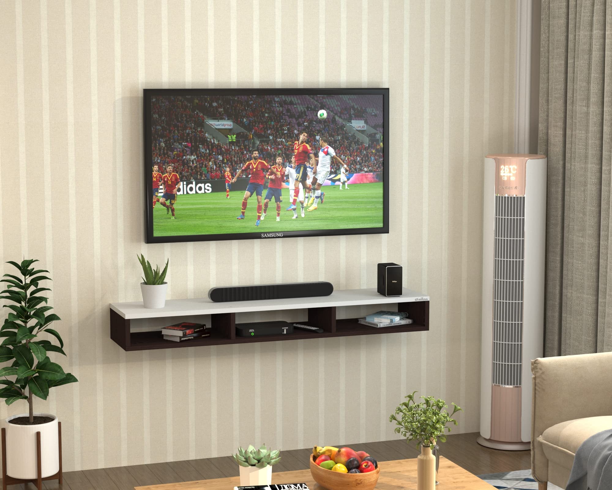 Anikaa Adam Engineered Wood Wall Mount TV Unit/TV Stand/Wall Set