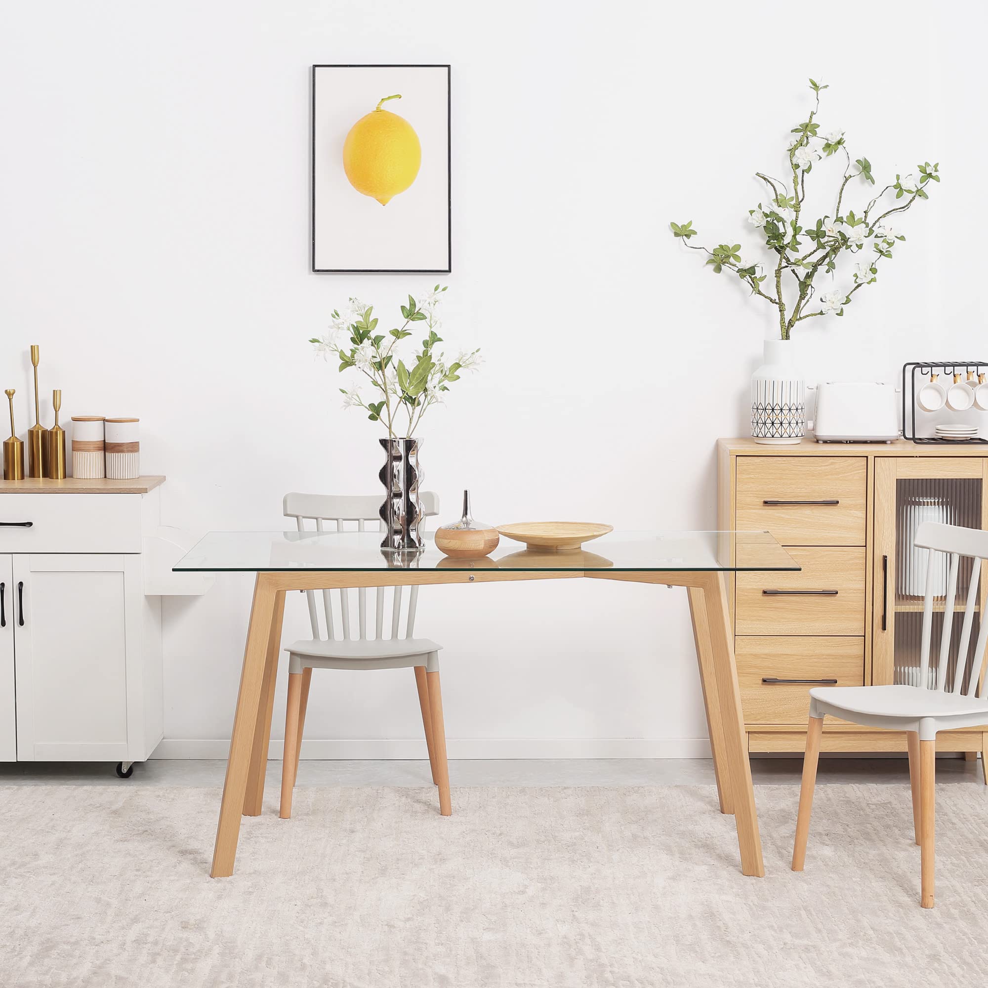 HOMCOM Mesa de Comedor Rectangular Moderna para 6 150x75x76 cm Transparente | Rectangular, Mesa de Cocina Moderna, Patas de Acero, Superficie de Vidrio Templado