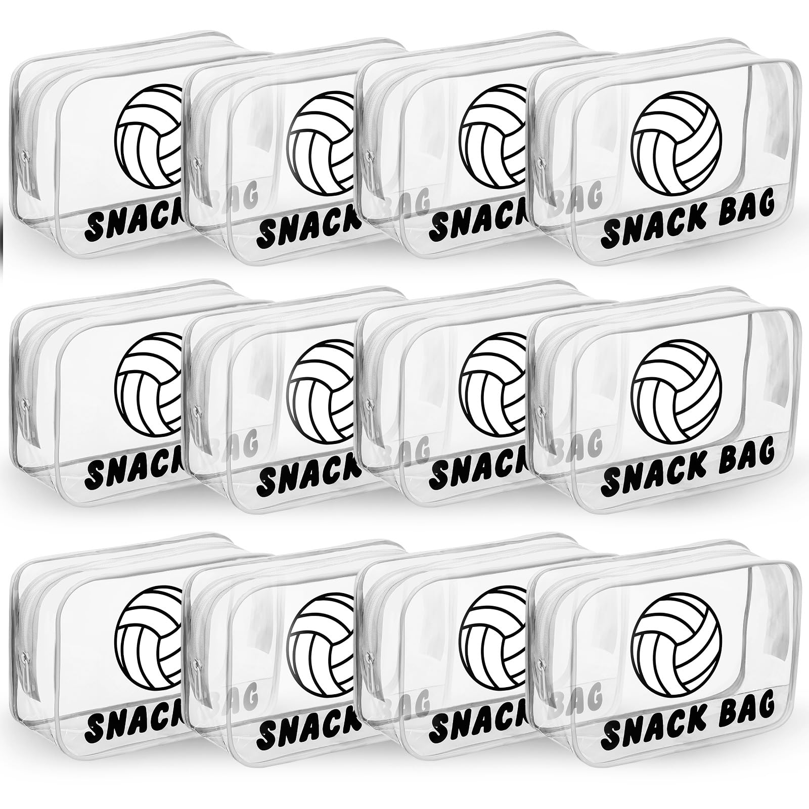 12 Pcs Volleyball Snack Bags for Team Gifts Volleyball Goodie Treat Candy Pouch Bags Clear PVC Waterproof with Zipper Party Favors for Team Ground Birthday Gifts Sport Supplies