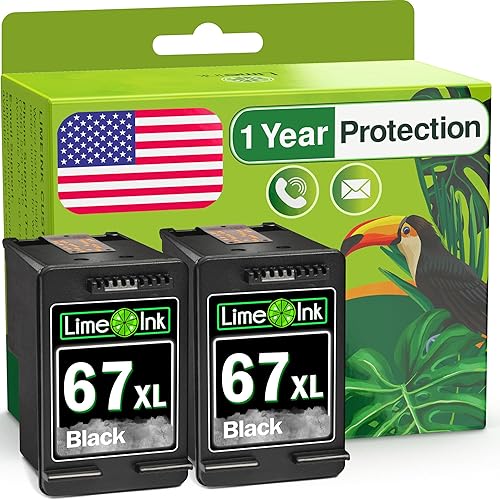 Limeink 2 cartuchos de tinta remanufacturados de repuesto para HP Ink 67 XL para HP 67xl Black Cartridge 67xl Impresora Black Envy 6000 para 67-2