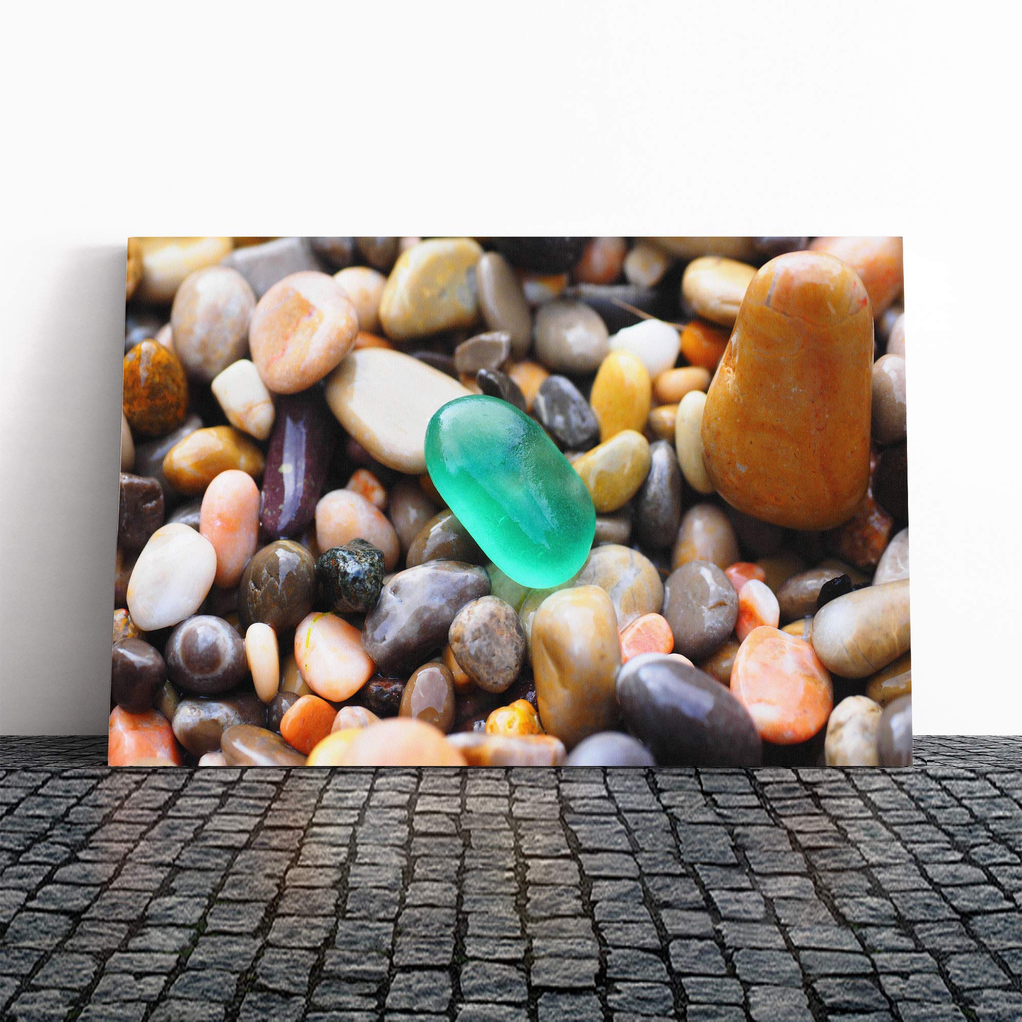 Beach Pebbles Canvas Print | Gallery Wrapped 30mm Frame Wall Art | 24x16 inches | Ready to Hang | Coastal Seascape Picture | Living Room Bedroom Lounge Office