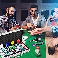 Vista 6 de Aoriher Juego de Blackjack Casino, incluye 300 fichas de póquer, fieltro de casino, 1 barajador automático de tarjetas de 6 barajas, bandeja de Verde
