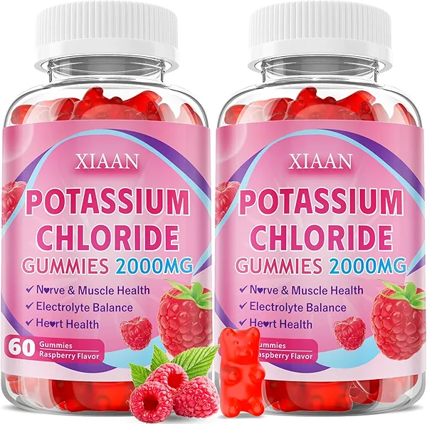XIAAN Potassium Gummies for Women & Men, High Dose 2000mg Potassium Chloride Supplement Gummies for Leg Cramps & Electrolyte Balance, Vegan/Sugar-Free/Gluten Free, Raspberry Flavor 120 Count