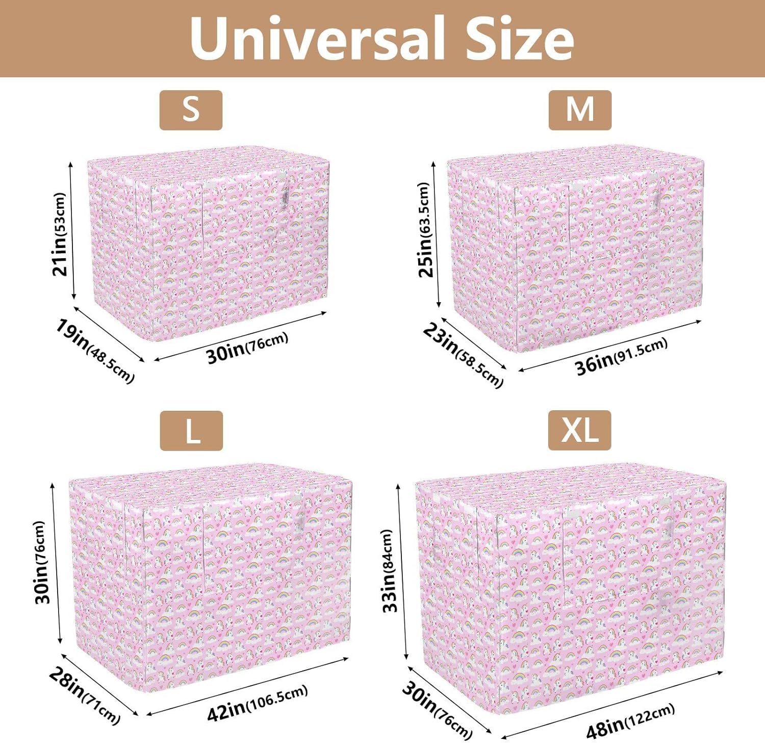 Unicorns with Rainbow Dog Cage Covers Pets Kennel Cover with Roller Shades 42 Inch