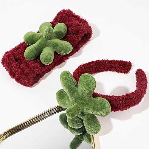 Miniatura 5 de Ivyu Juego de diademas y pulseras para el cuidado de la piel de spa, diadema de maquillaje de fresa para mujeres y niñas, diadema de esponja