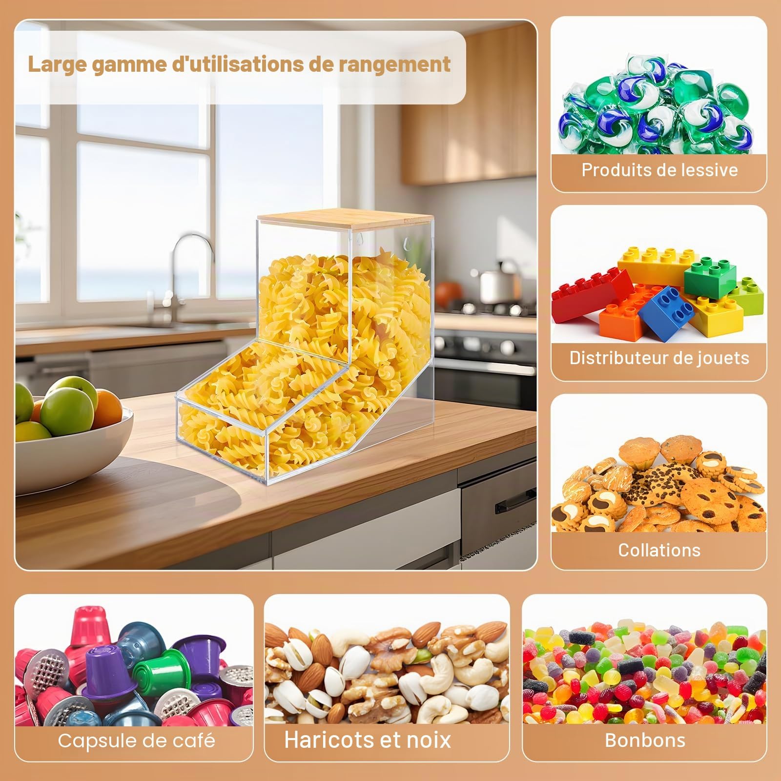 JYPS Lot de 2 Boîtes à Dosettes de Dinge, Acrylique Organisateur de détergentavec 2 Couvercles, Bureau ou Support Mural de Boite Lessive, Rangement Buanderie pour Café/Capsules/Boules/Pods