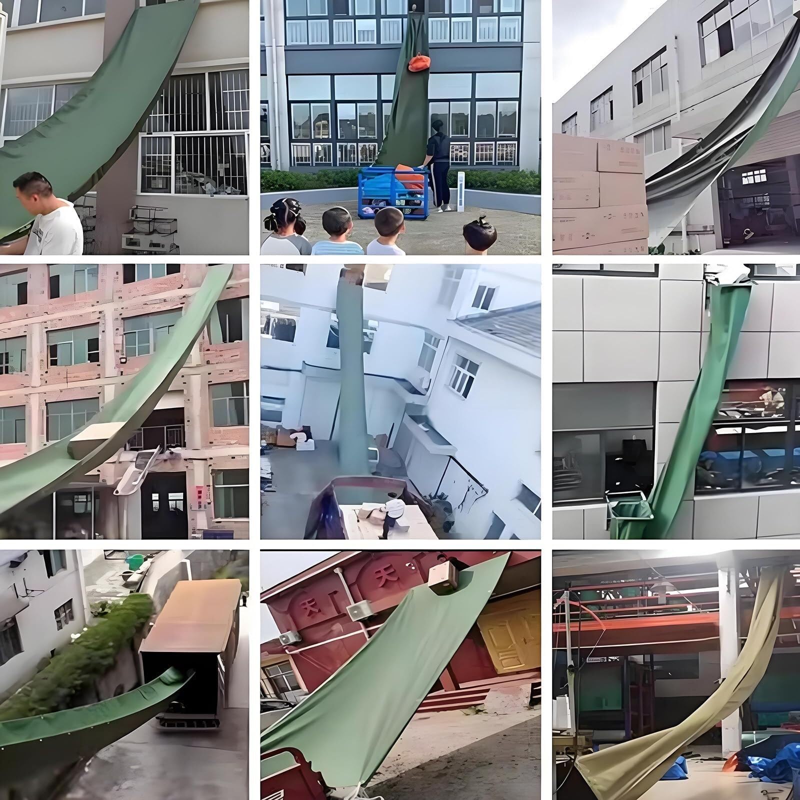 Tymczasowy zsyp budowlany, Zsyp gruzu budowlanego Wysokie ciężarówki Kontenery transportowe 100kg 2x6-30m(Gold,2x12m)