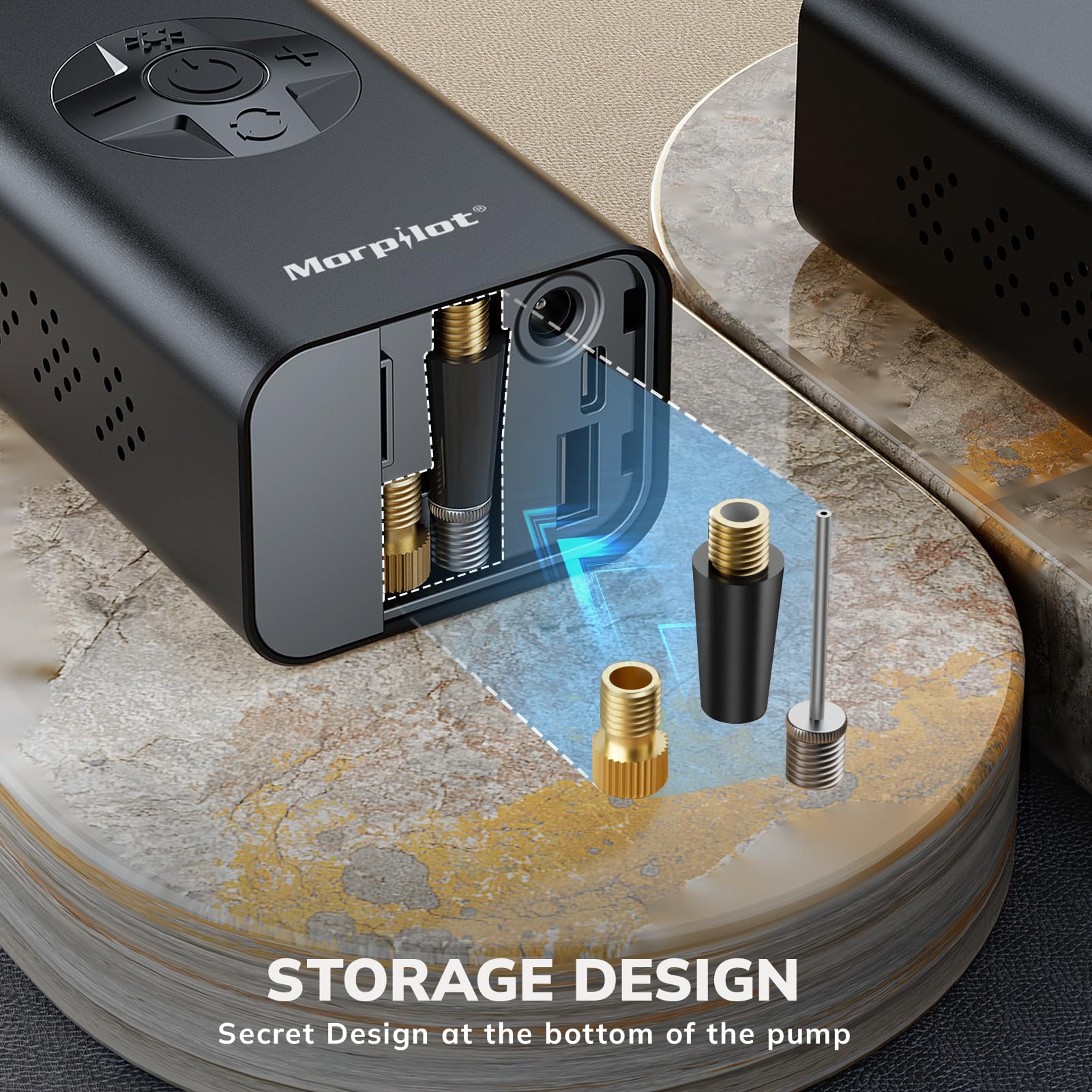 Morpilot Gonfleur Pneus Voiture Sans Fil 7800mAh 150PSI - Mini Compresseur Portable 4 Modes Avec Manomètre LED Pour Voitures, Vélos, Motos