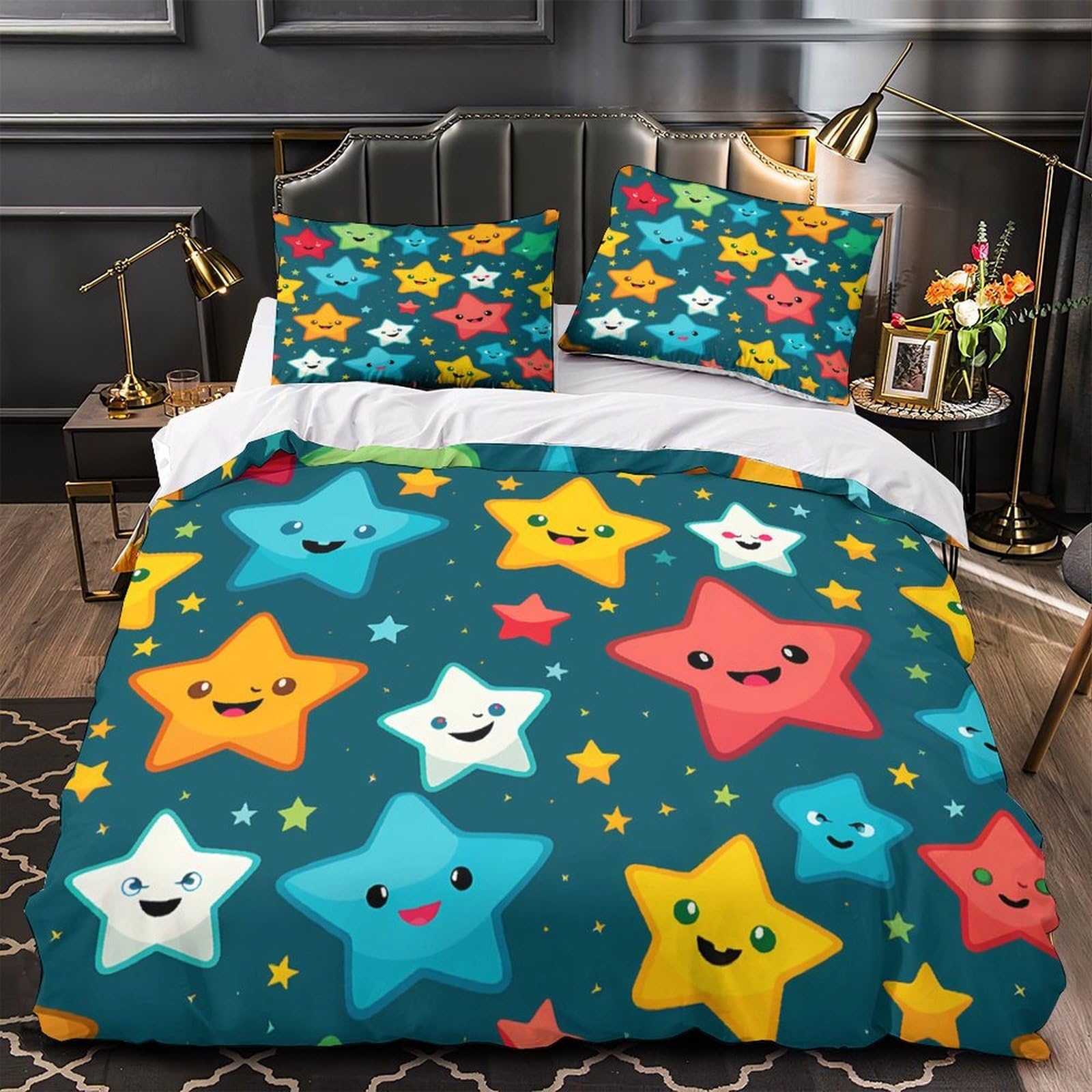 Housse de couette éclair caché 3 pièces lit enfant motifs animés 3D 260 x 220 cm