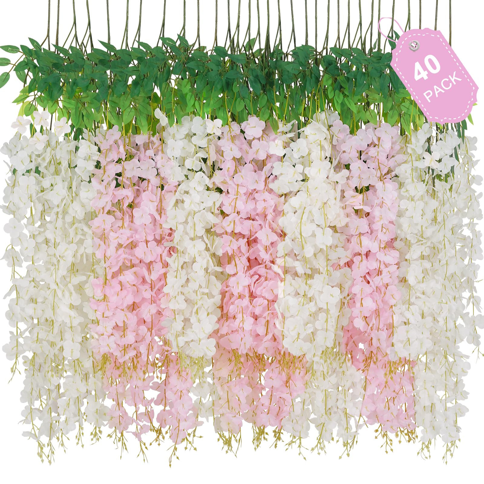 40 Pack White Pink Wisteria Hanging Flowers sold price at auction in Canada