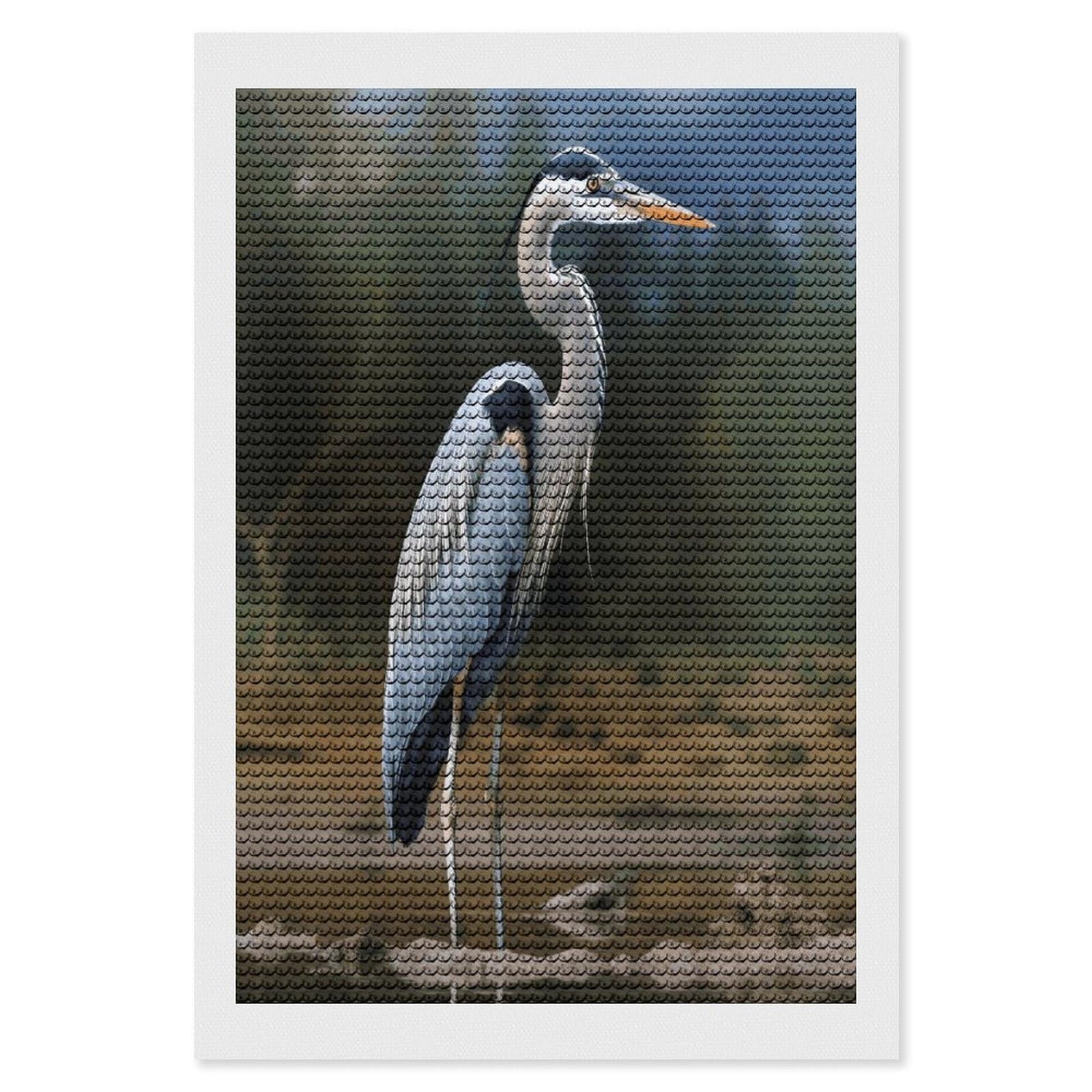 FekiLoot Diamond Art Kits for Adults, DIY 5D Heron Diamond Painting Kits for Beginners, Full Round Drill Diamond Dots Painting Gem Art Crafts for Home Wall Decor & Gift 8"x12"