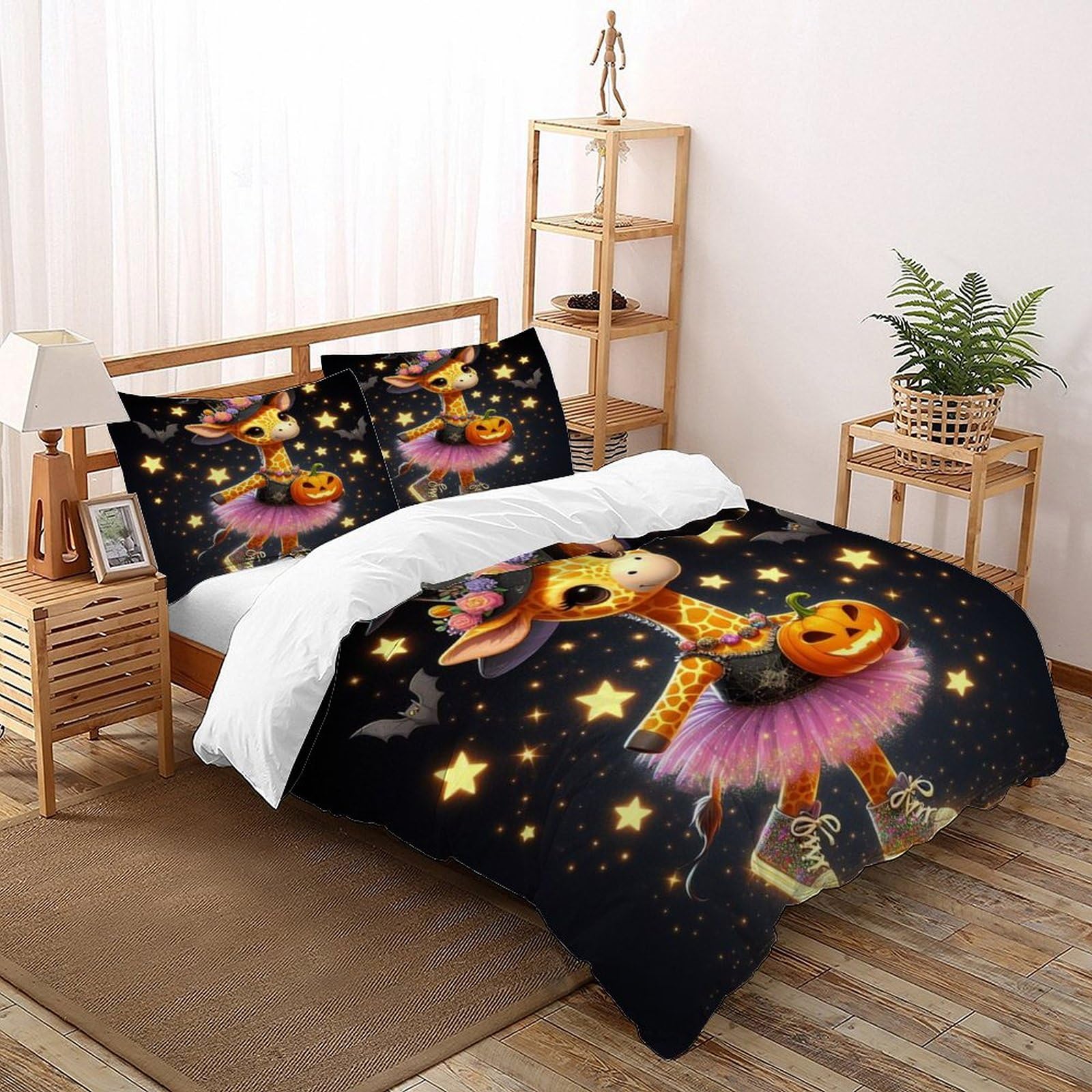 Parure de lit girafe 2 pièces housse de couette animal 260x220cm pour adulte