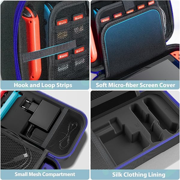 OIVO Schutzhülle für Nintendo Switch und OLED, Harte Reisetasche für Nintendo Switch Zubehör und Konsole, Tragetasche Switch mit 20 Spielpatronen - 5