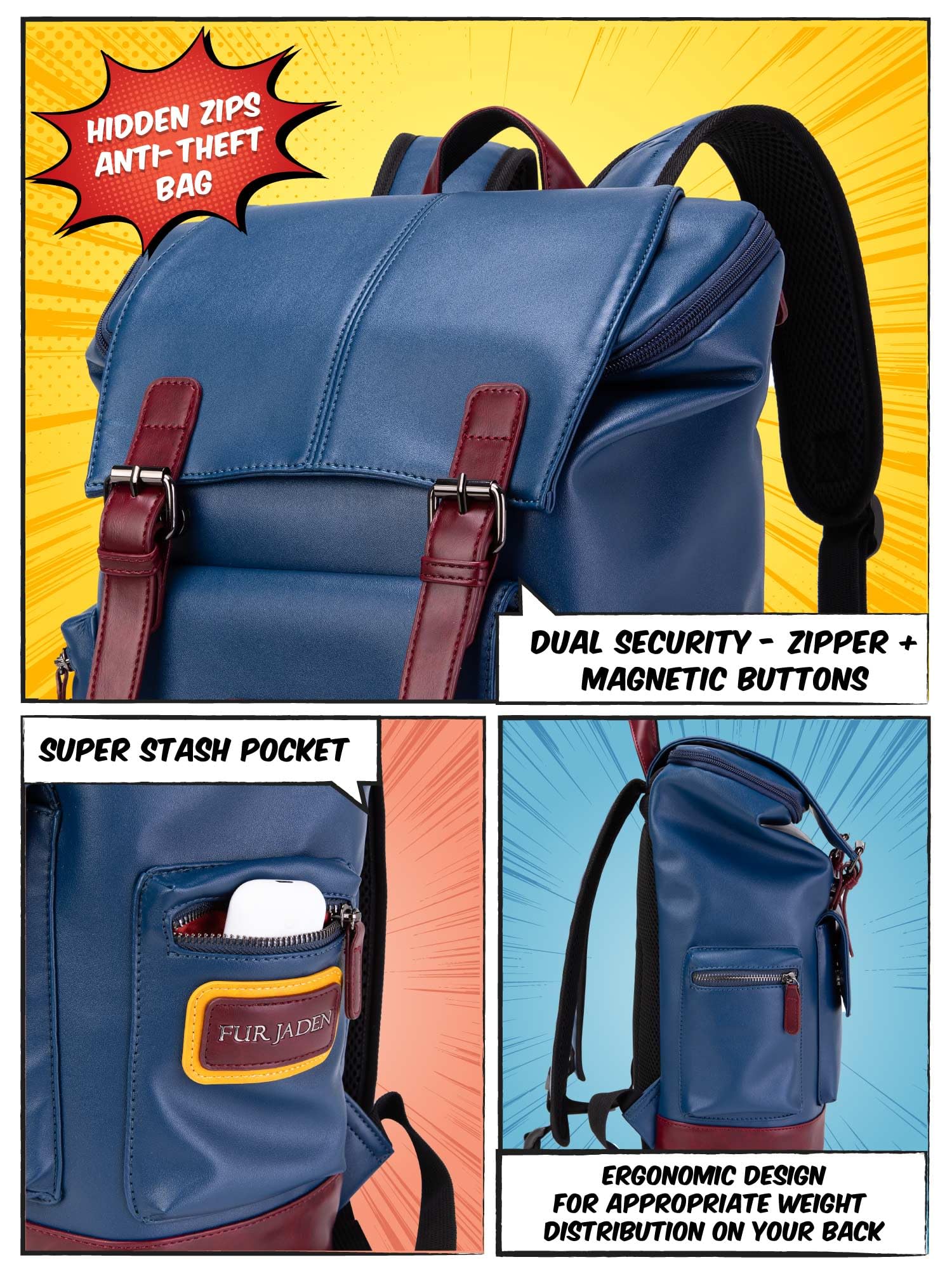 Fur Jaden Vegan Leather Laptop Backpack - 15.6 Inch -2
