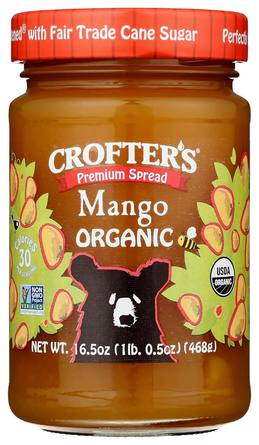 Crofters Organic Premium Mango Fruit Spread, Non GMO, USDA Organic, 16.5 Ounce (Pack