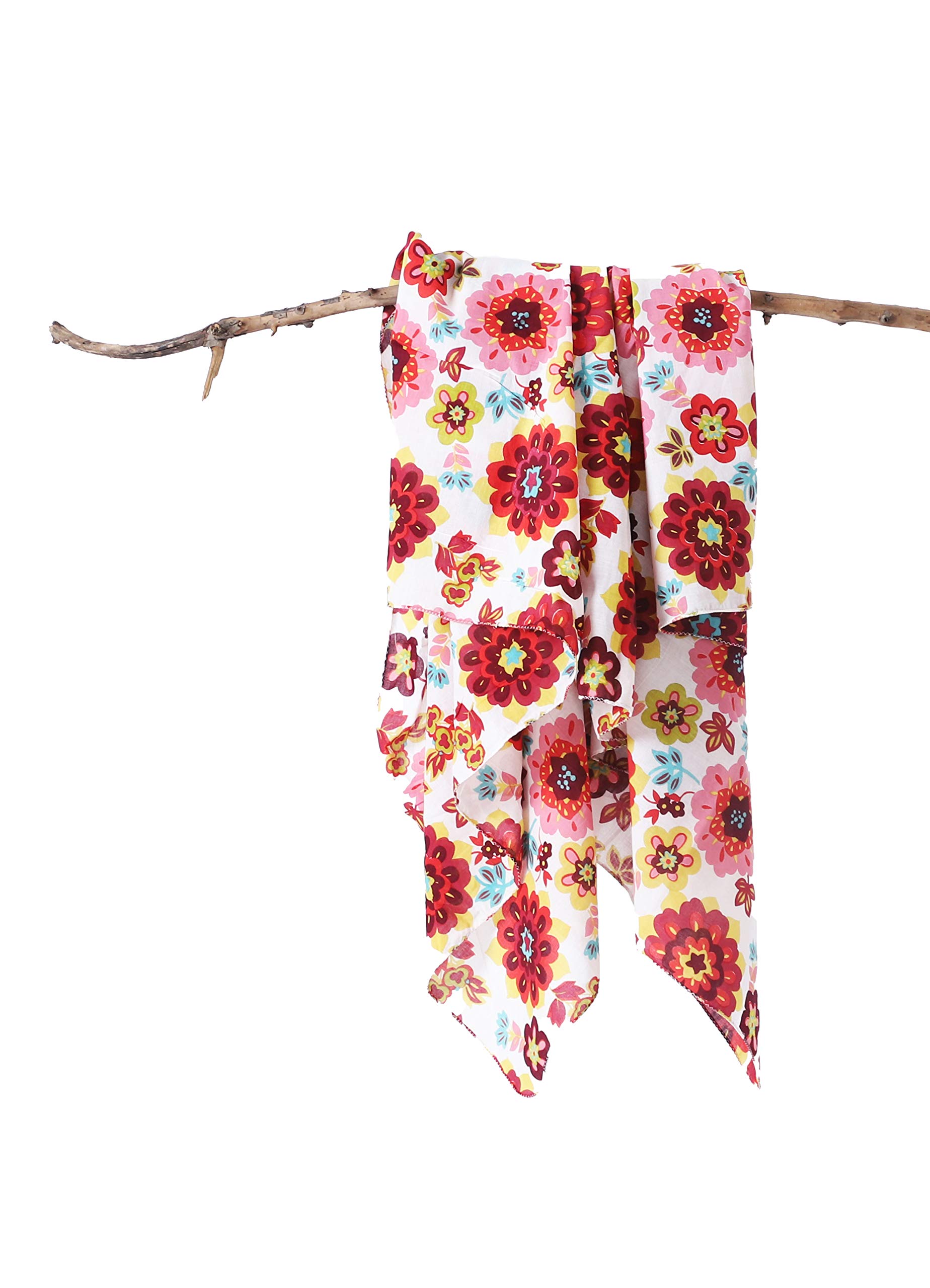 CONTRAST LIVINGKriroes Scarves for Women Stylish,Cotton Printed Scarves for all session for ladies, Girls Cotton printed Scarf, 100x100 Cm Square Size,100% Cotton trendy Scarf for Girls