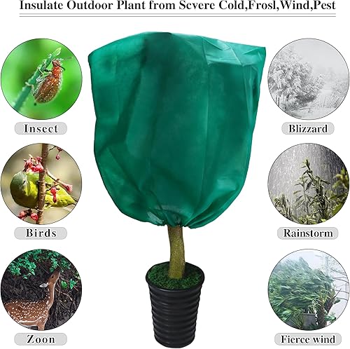 Miniatura 2 de Wazitin 3 fundas de protección contra la congelación de plantas, 19.68 x 39.37 pulgadas, bolsa protectora de plantas reutilizables con cordón y