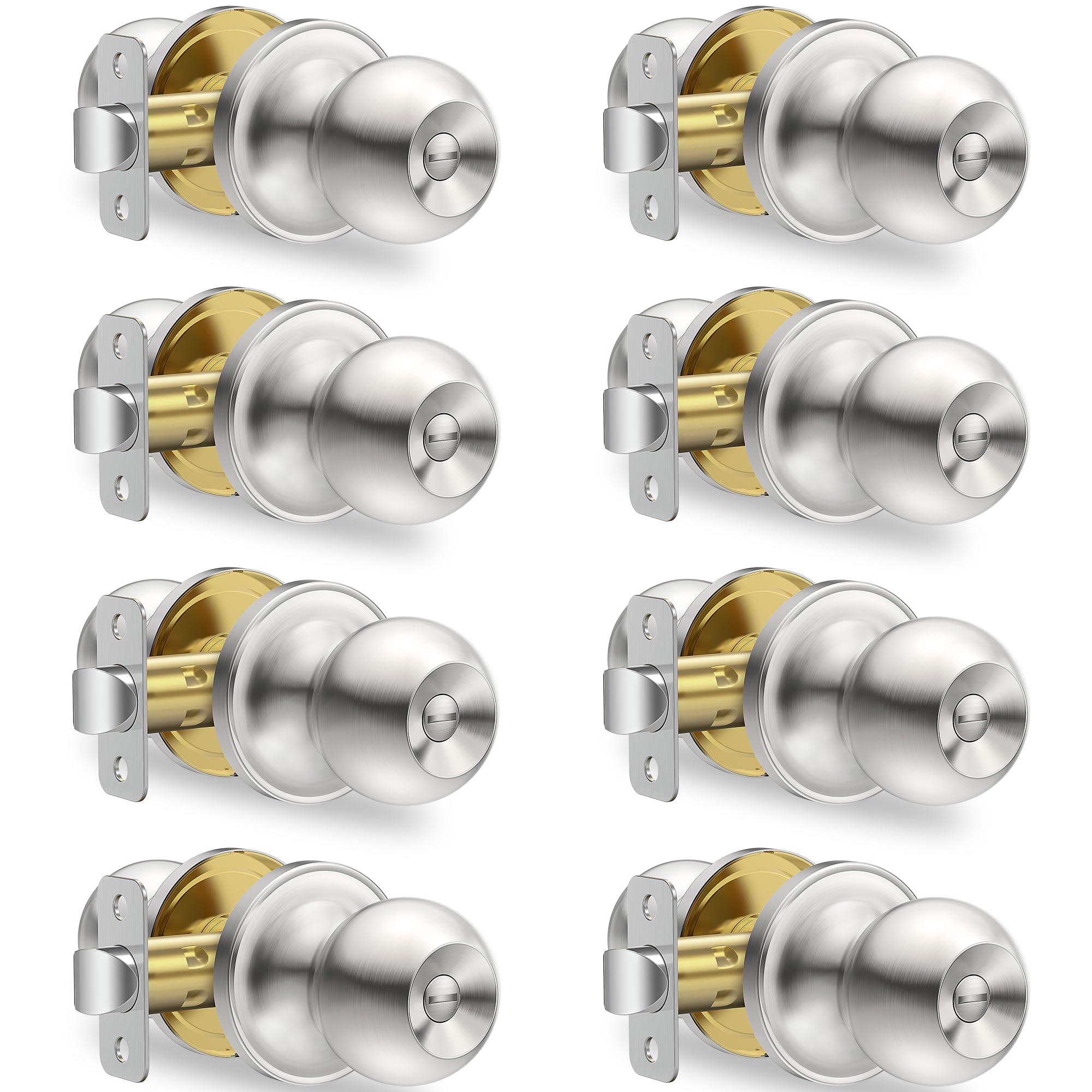 Privacy Door Knobs - Satin Nickel Locks -11