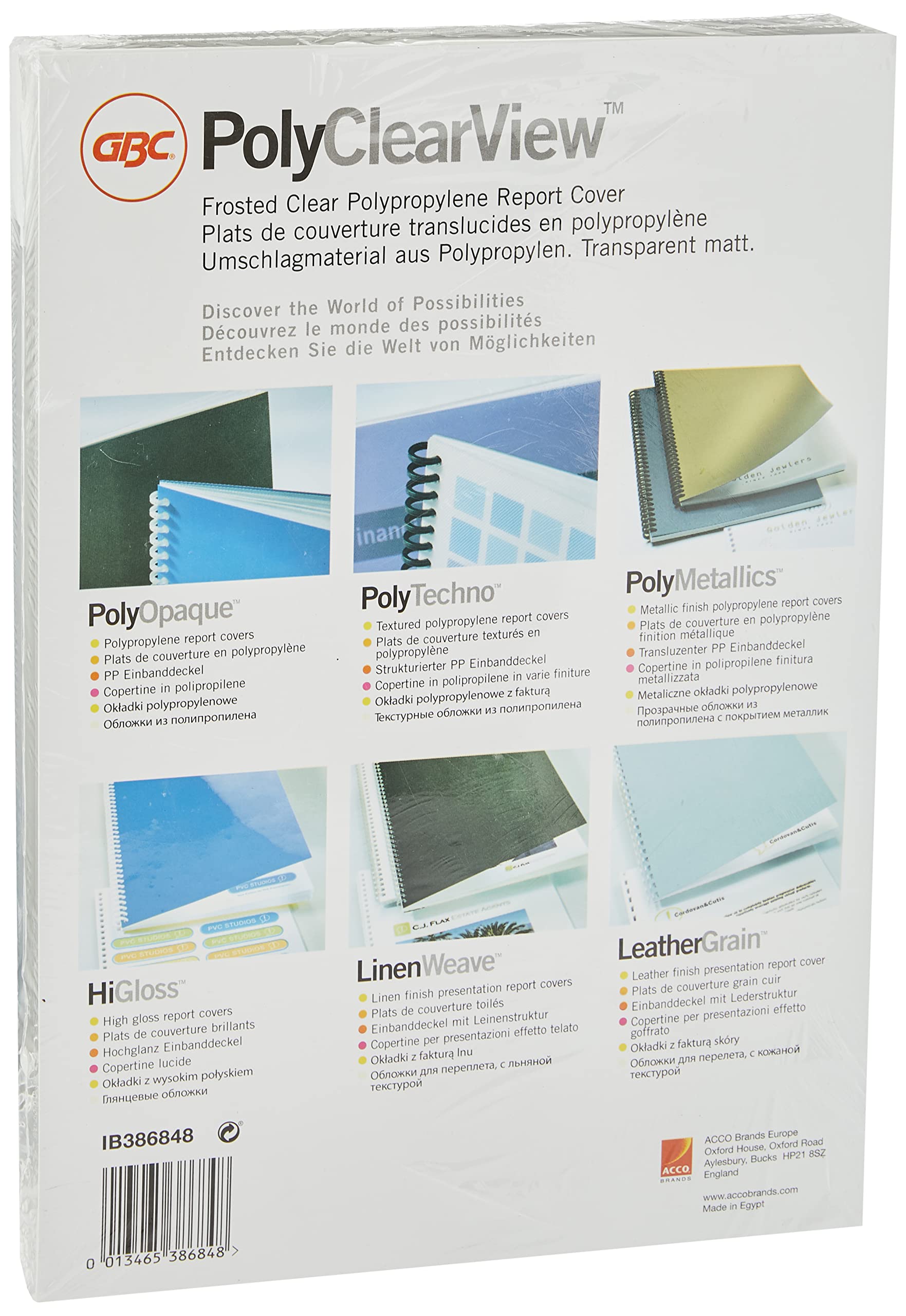 GBC PolyClearView Einbanddeckel A3 - 100 Stück Schwarz, 500 My, PP Material