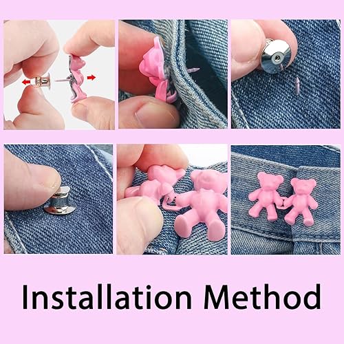 Miniatura 5 de Qkari Juego de 8 pines de botones ajustables sin coser, ajustador de botón perfecto para jeans, pantalones, faldas, ropa. (Color dorado + pistola)