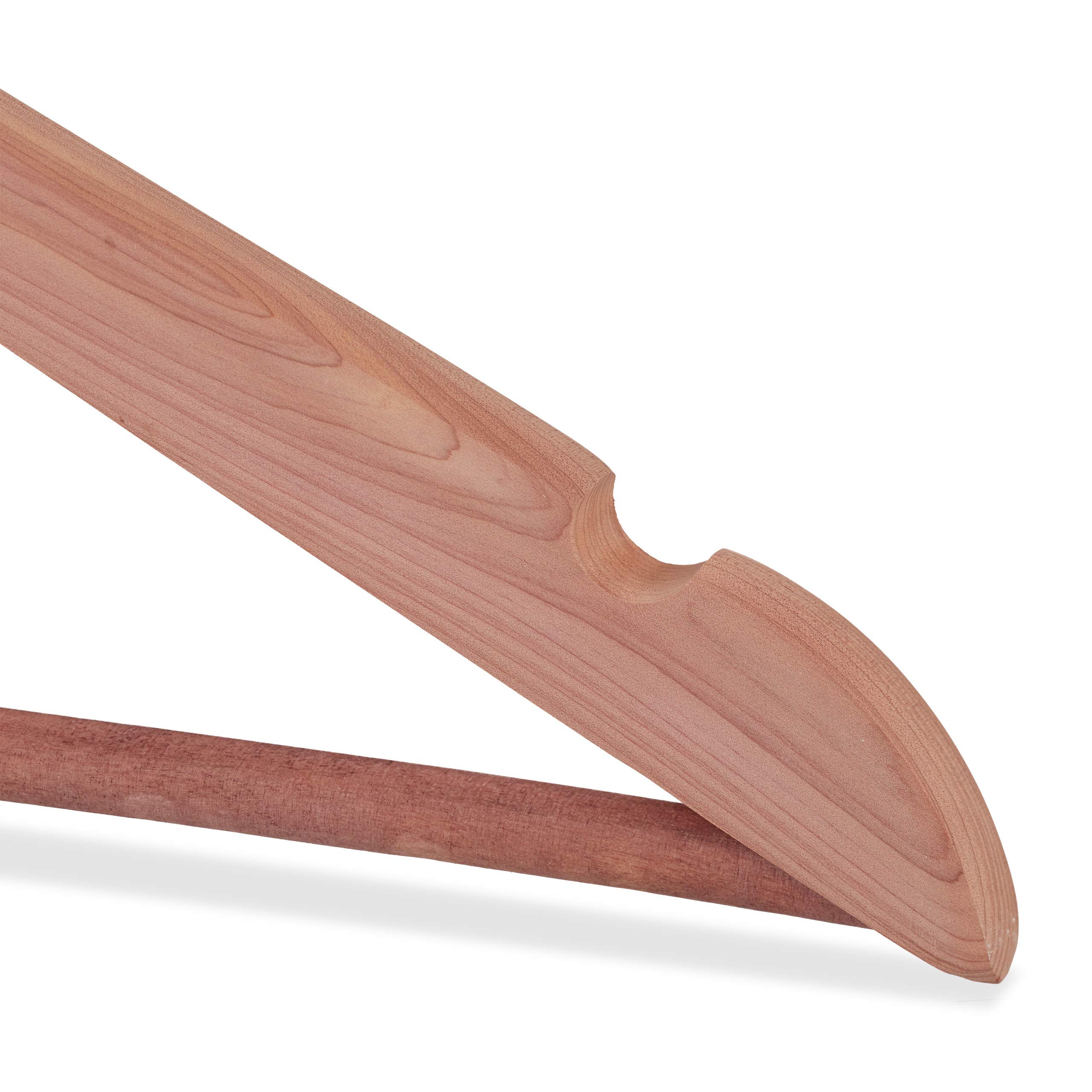 24 Perchas Ropa de Madera de Cedro, para Camisas o Trajes, contra Polillas, 44 cm Ancho, Marrón Natural