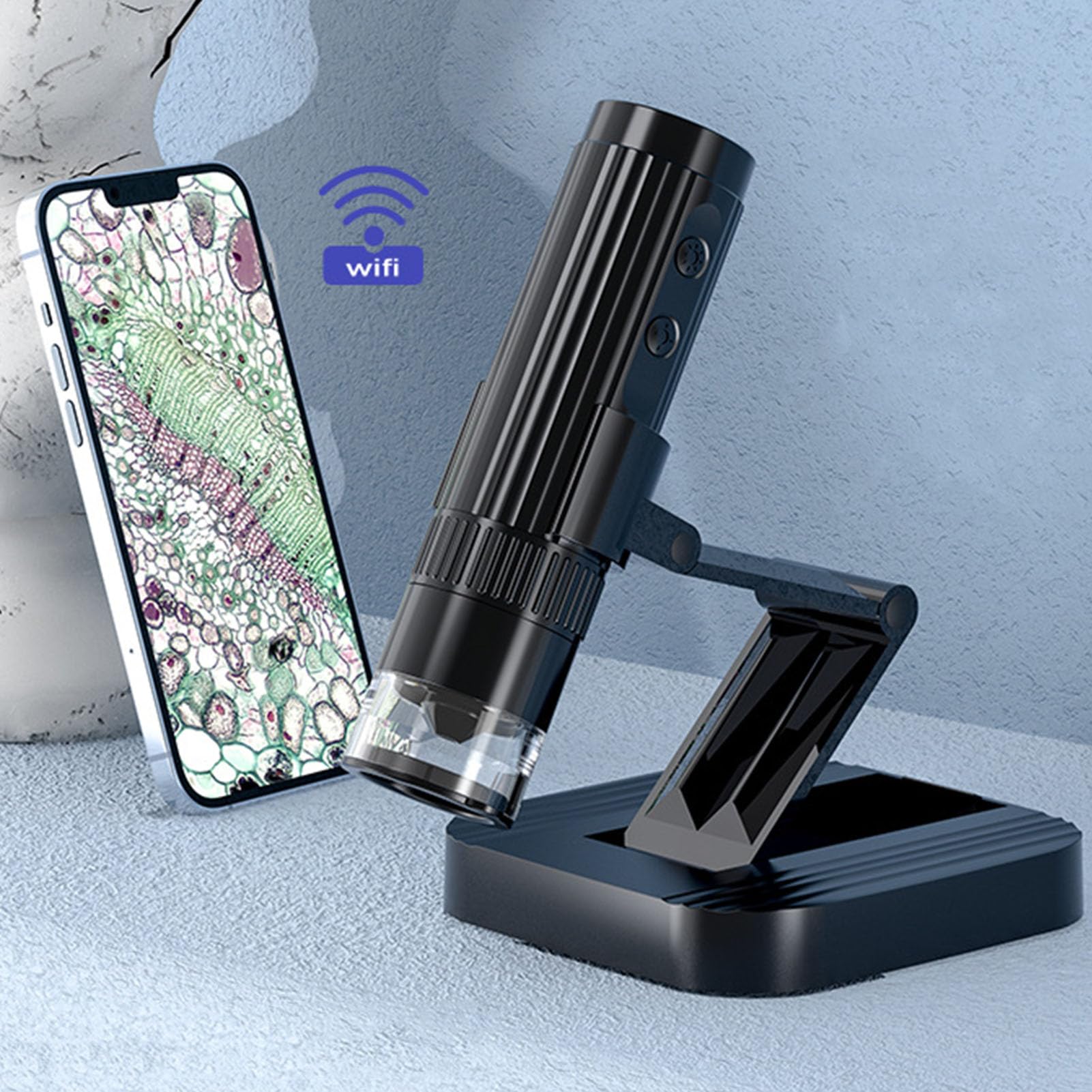 Dpofirs Microscopio Digitale Portatile Portatile WiFi 1000X HD 1080P Strumenti di Test di Manutenzione Pieghevoli per Studenti/genitori, Materiale ABS