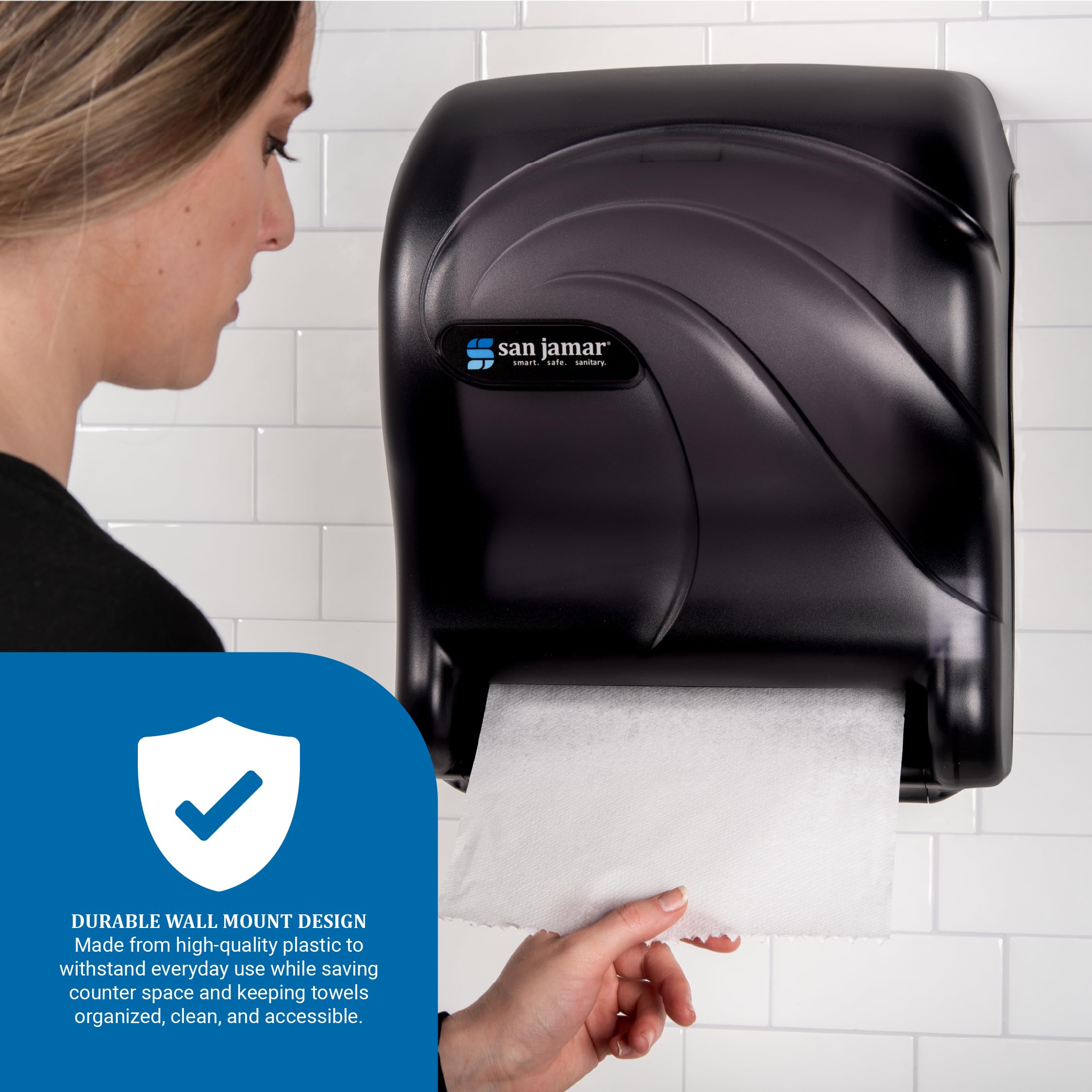 San Jamar T8090TBK Tear-N-Dry Essence Oceans Dispensador de Toallas de Papel Manos Libres, Perla Negra